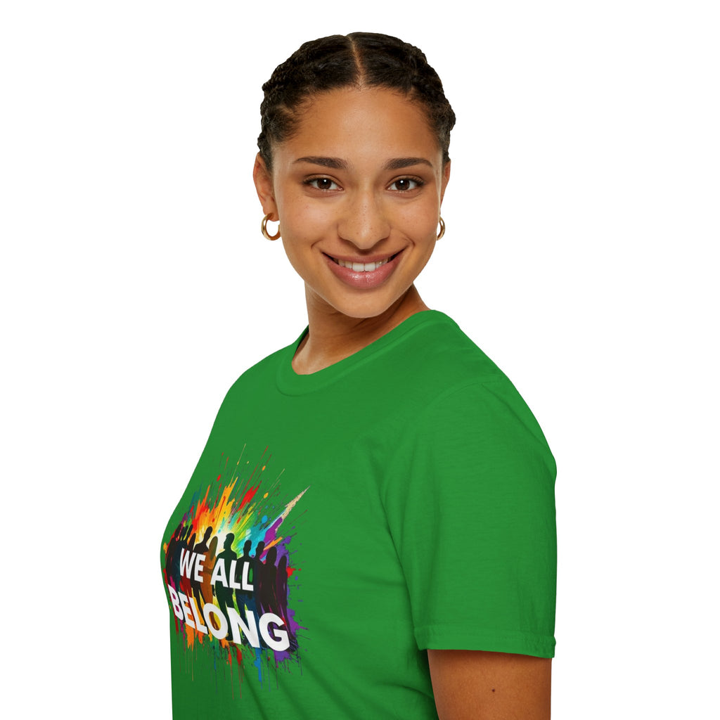 We All Belong Unisex Softstyle T-Shirt - Colorful Pride Tee