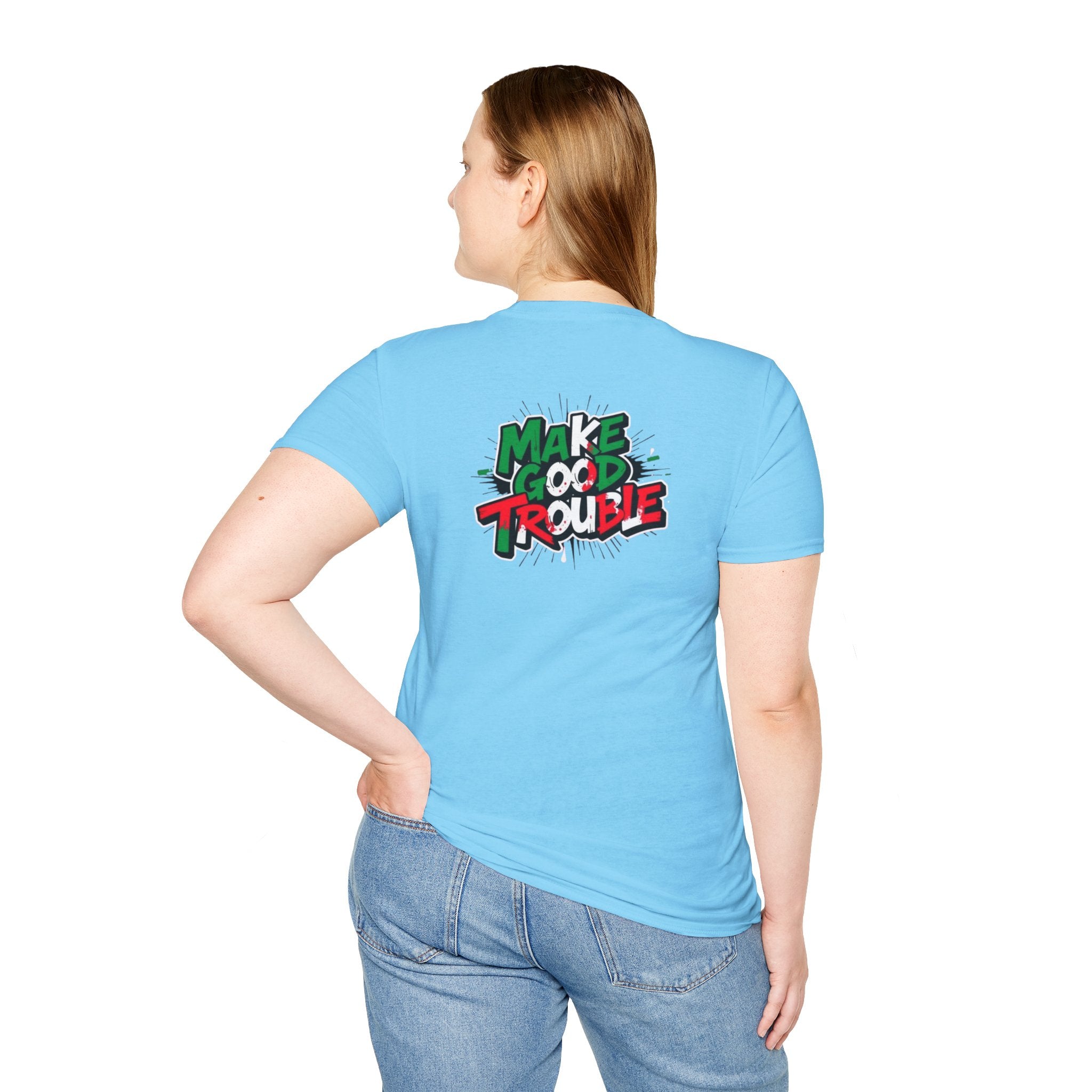 Camiseta unisex de estilo suave Make Good Trouble | Divertida camiseta gráfica para activistas y creadores de tendencias