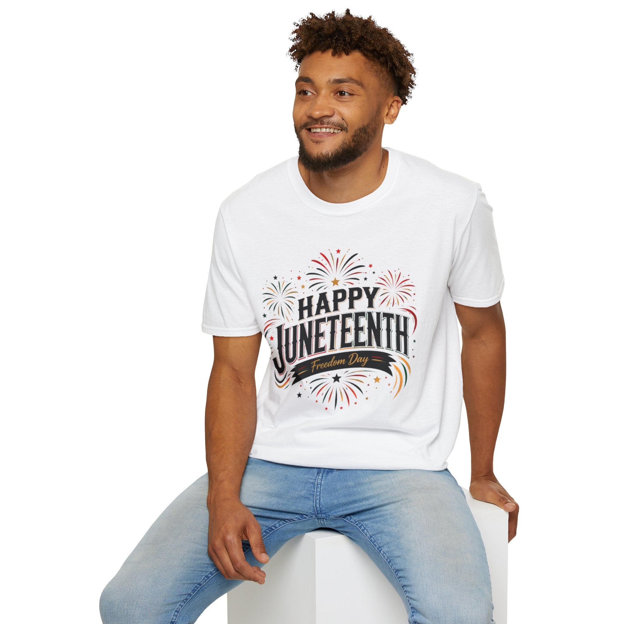 Juneteenth T-Shirt - "Happy Juneteenth" Fireworks Celebration Tee