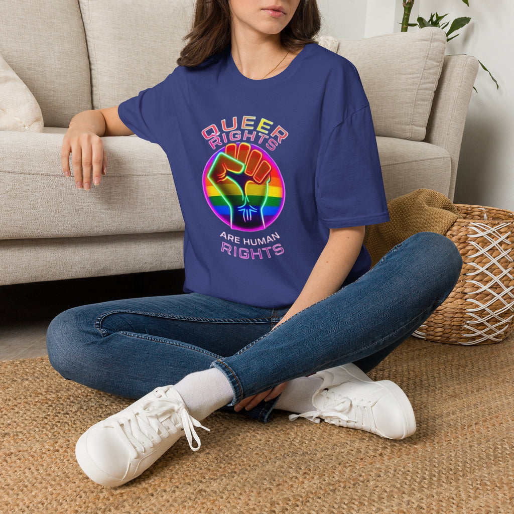 Unisex Softstyle T-Shirt - Queer Rights Are Human Rights Statement Tee