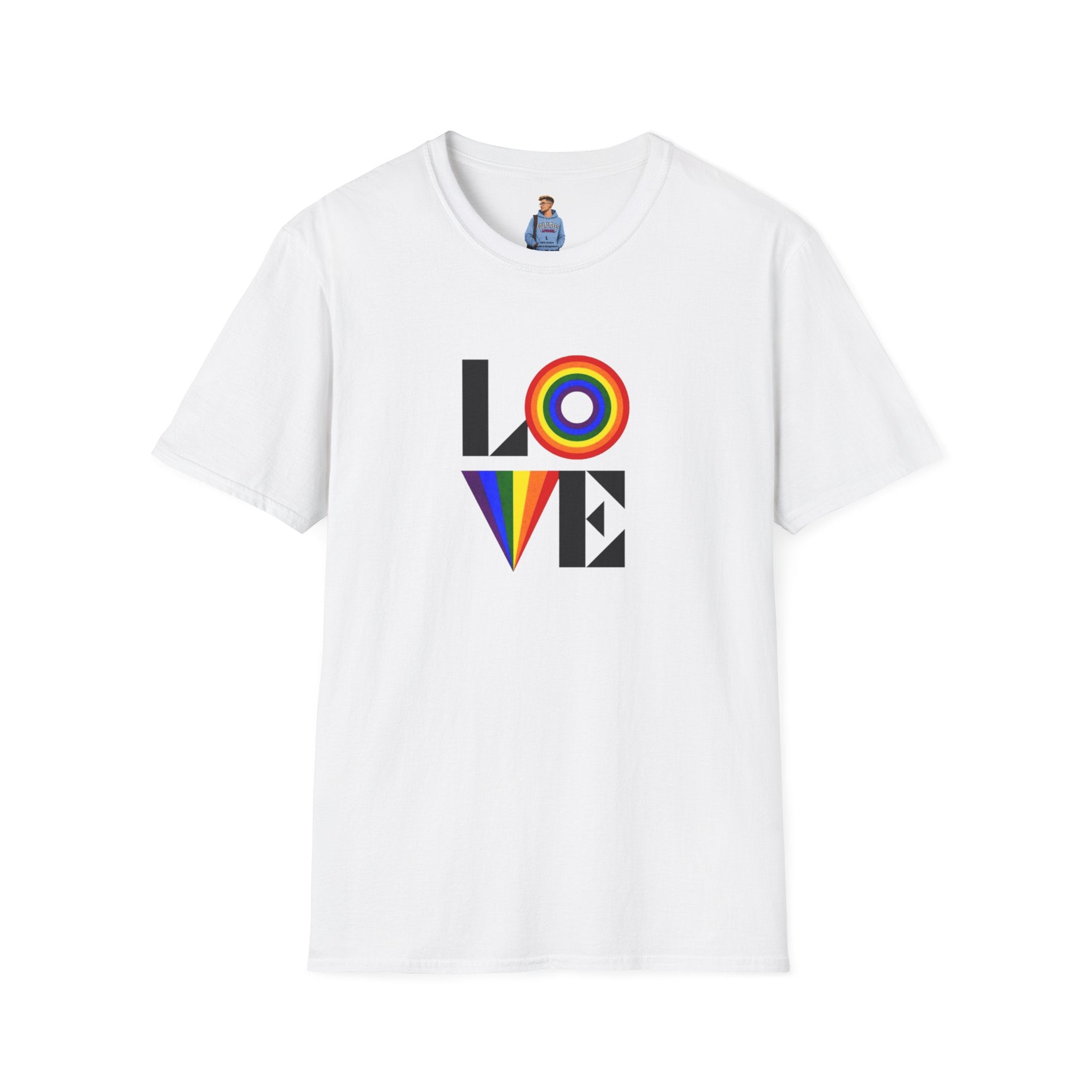 Camiseta unisex suave con diseño vibrante LOVE para Pride
