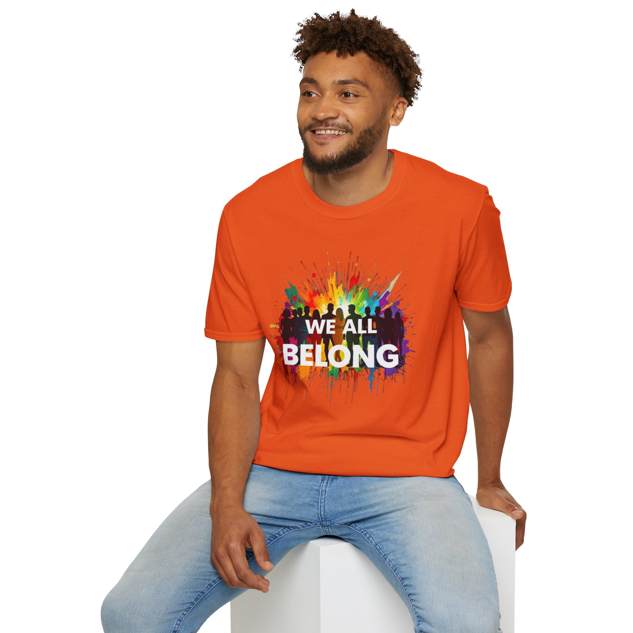 We All Belong Unisex Softstyle T-Shirt - Colorful Pride Tee