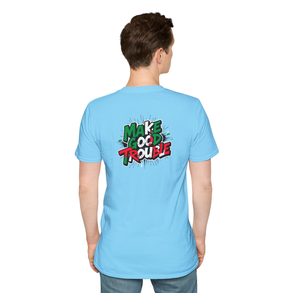 Camiseta unisex de estilo suave Make Good Trouble | Divertida camiseta gráfica para activistas y creadores de tendencias
