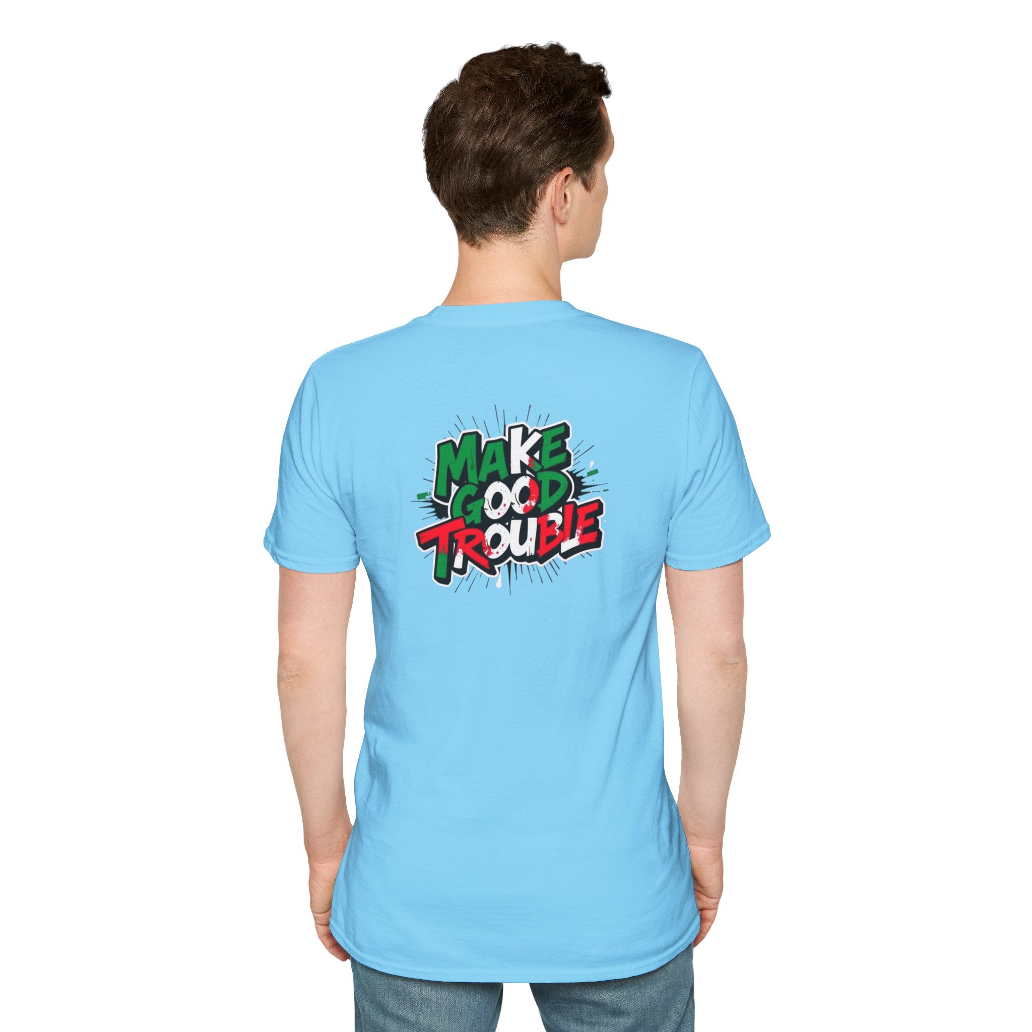 Camiseta unisex de estilo suave Make Good Trouble | Divertida camiseta gráfica para activistas y creadores de tendencias