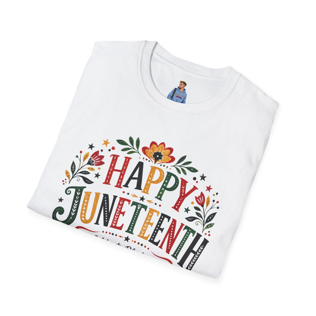 Juneteenth T-Shirt — "Happy Juneteenth" Floral Celebration Tee