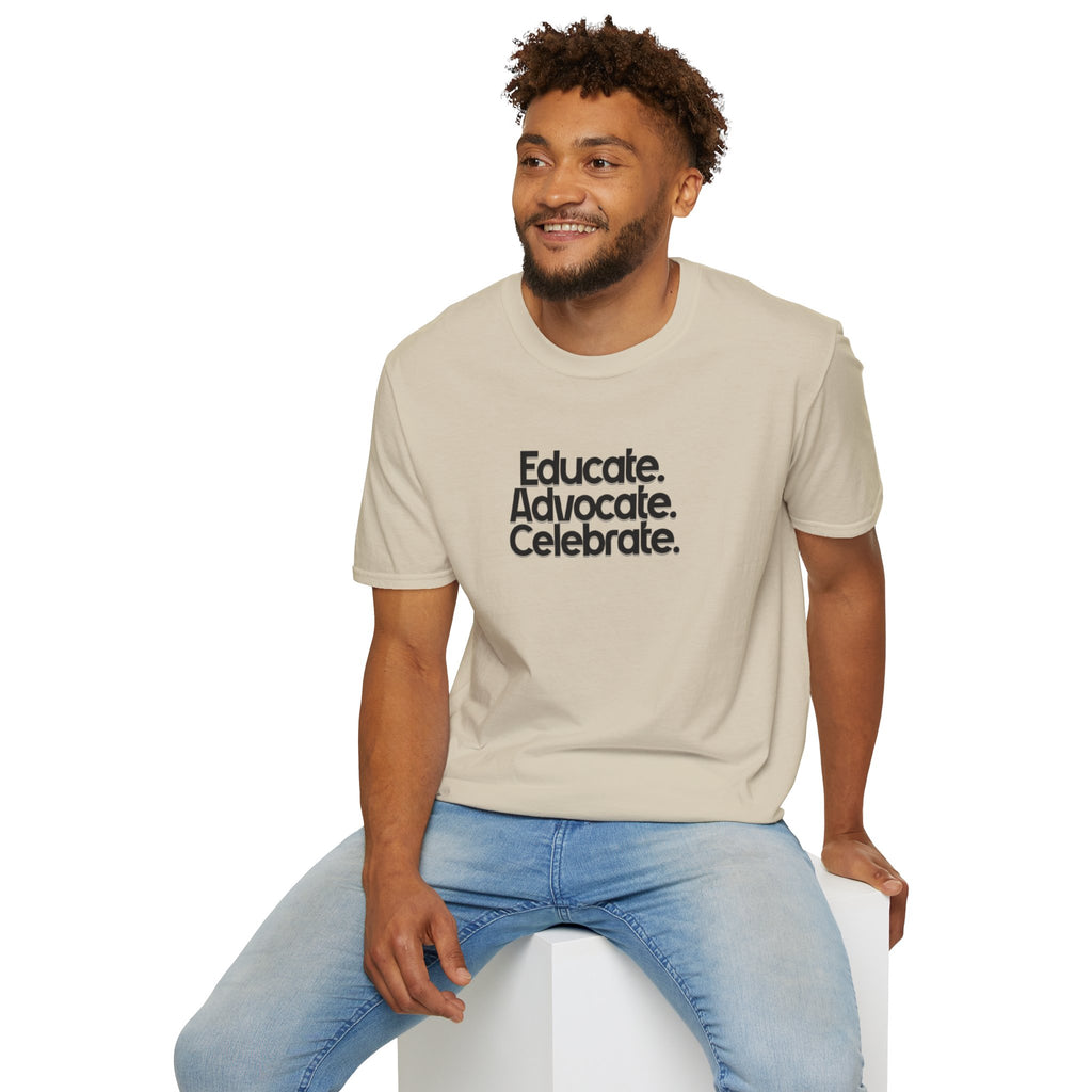 Teacher Advocate T-Shirt - Subtle Pride Educate Advocate Celebrate Design