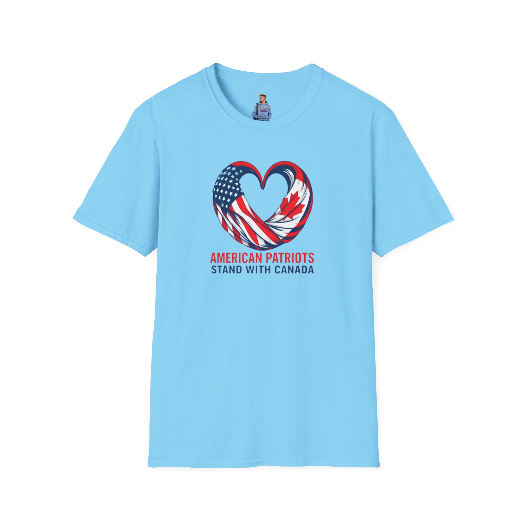 Camiseta unisex de estilo suave "American Patriots Stand with Canada"