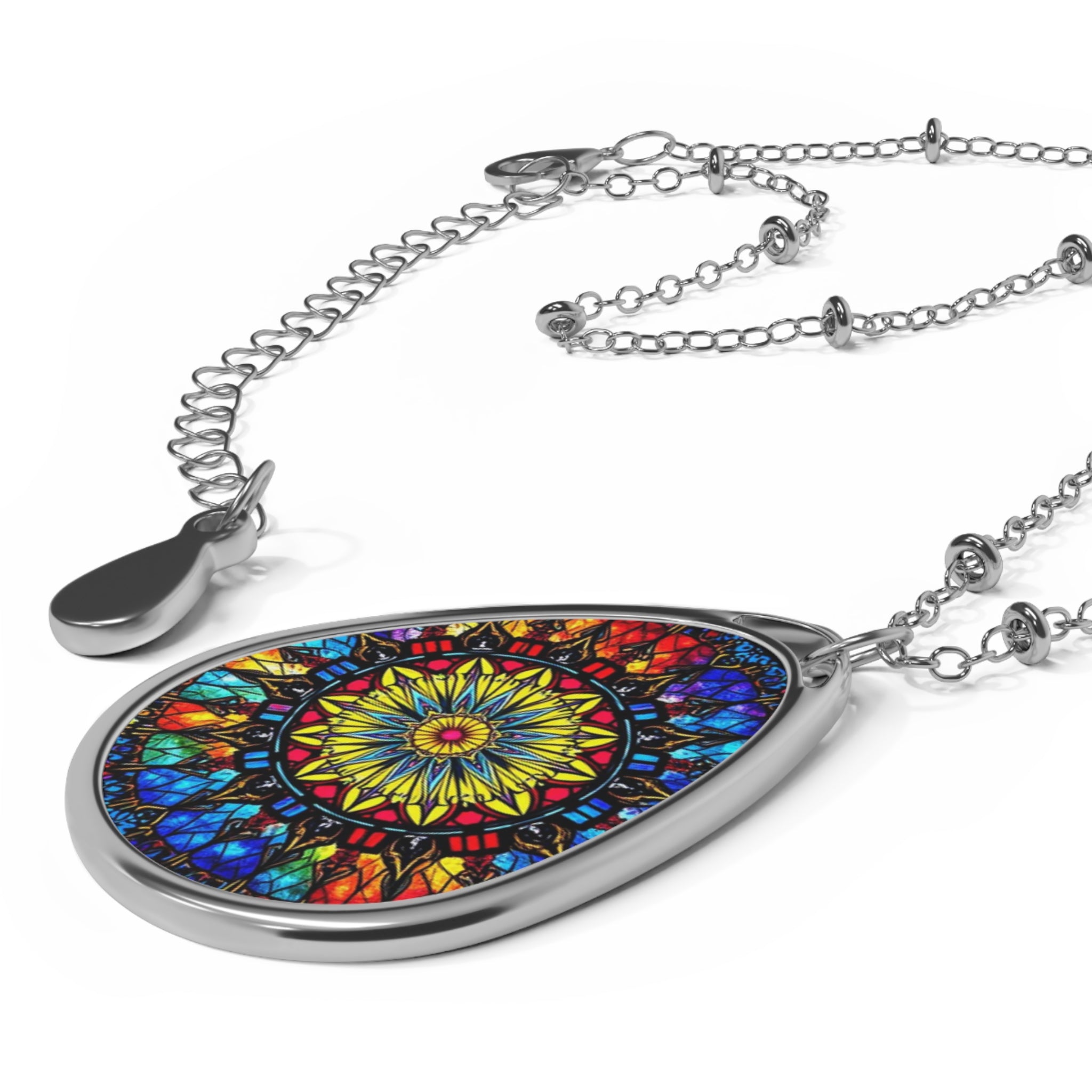 Colorful Kaleidoscope Teardrop Pendant Necklace