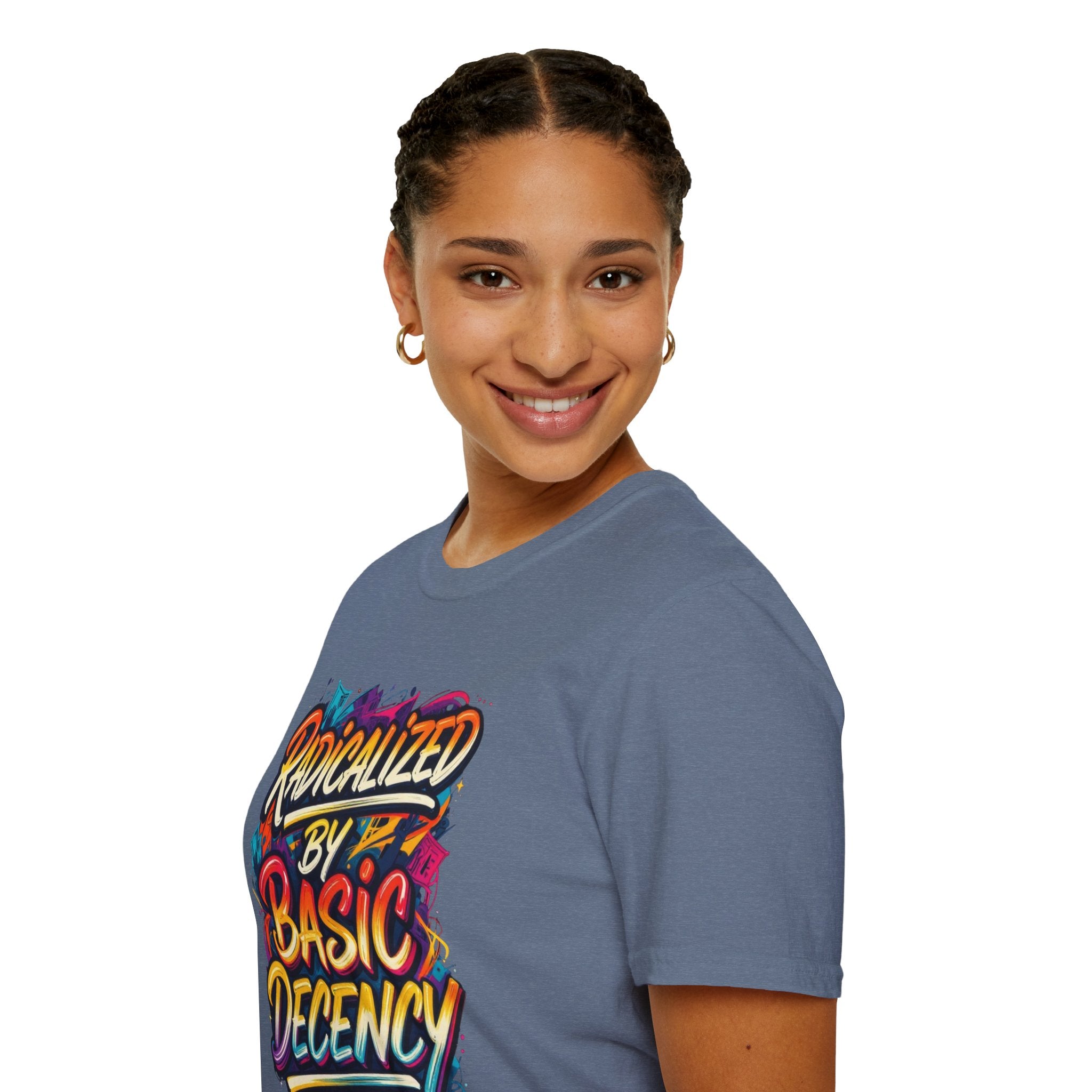Radicalized by Basic Decency T-Shirt Colorful Graffiti Typography