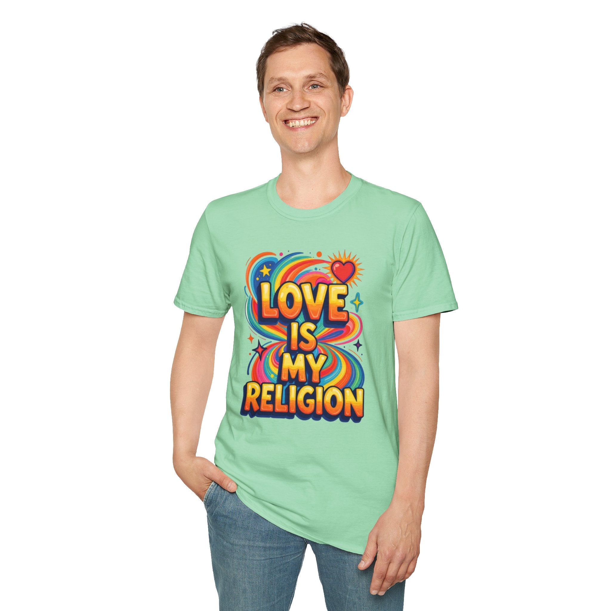 Love Is My Religion Retro Rainbow Graphic T-shirt