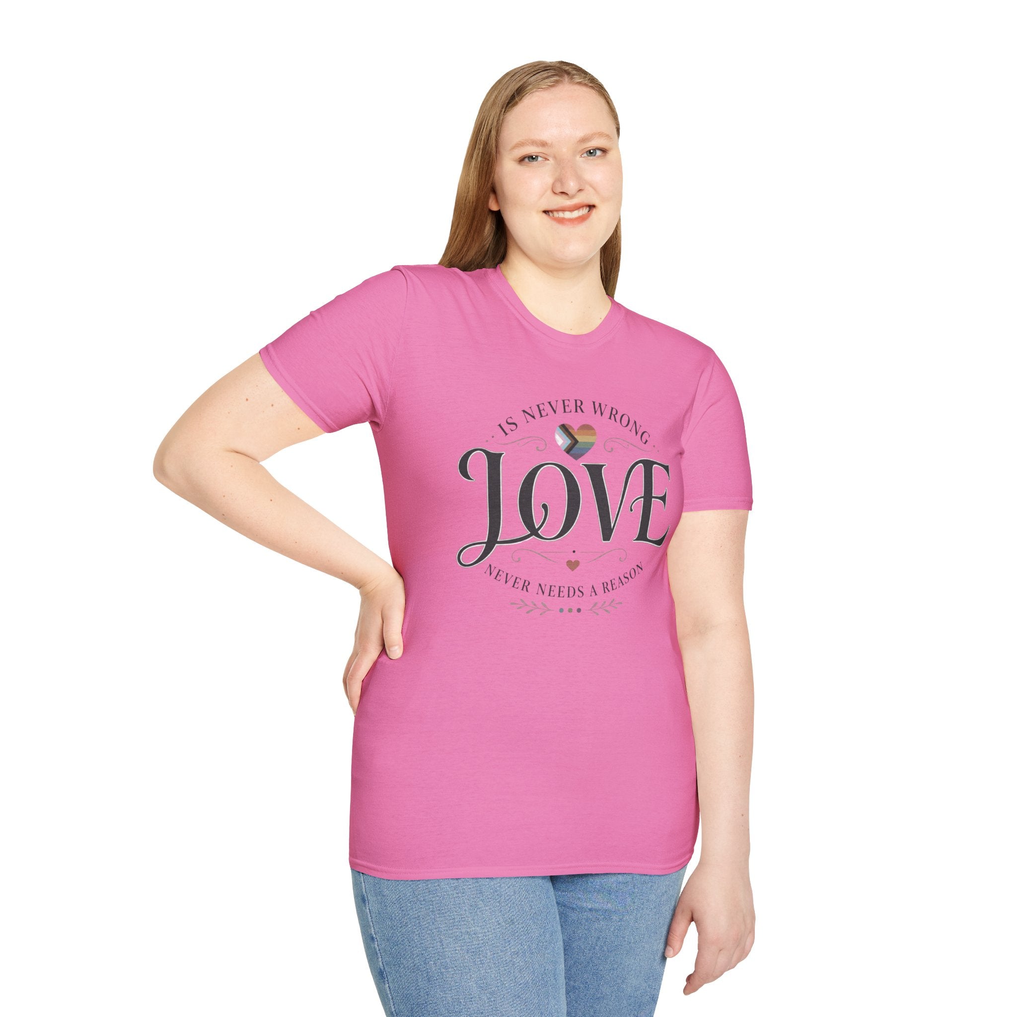 Love Is Never Wrong T-Shirt — LGBTQ+ Pride Heart Tee