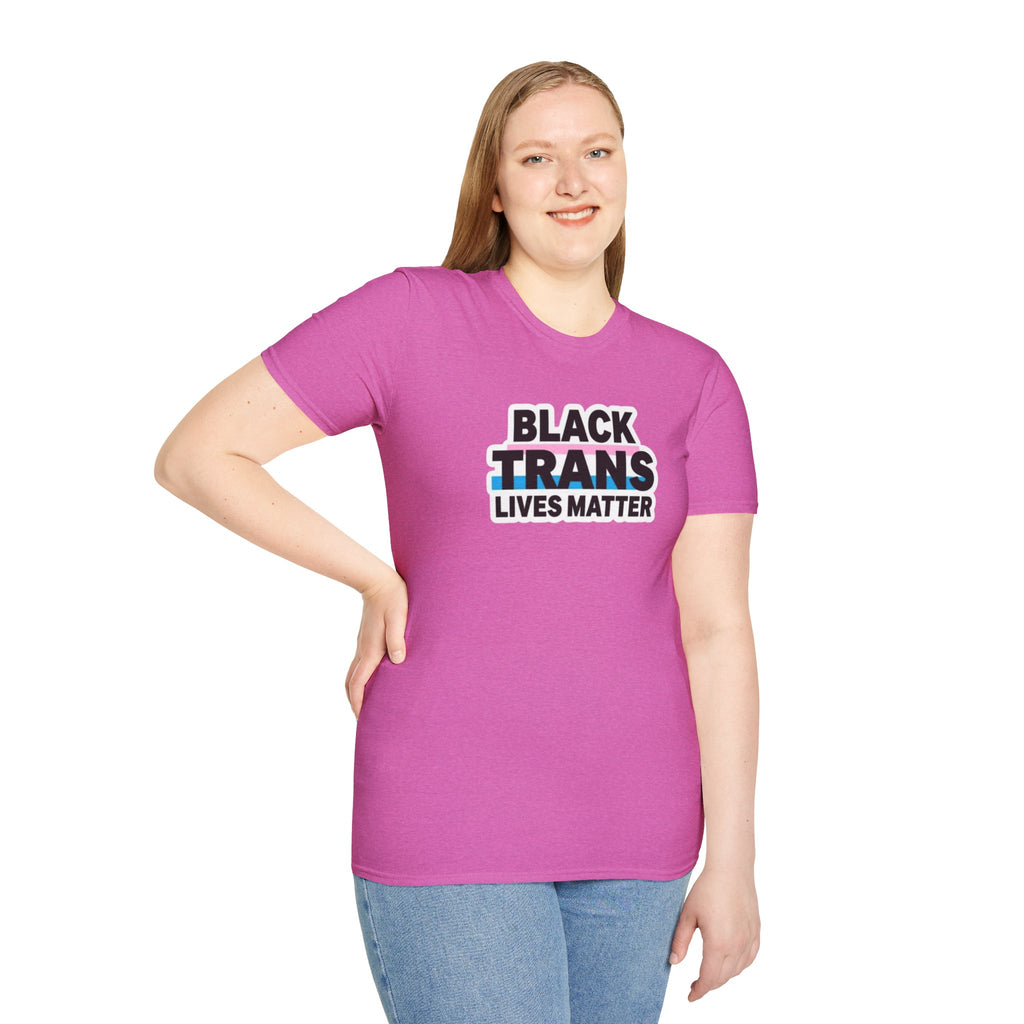 Unisex Softstyle T-Shirt - Black Trans Lives Matter Statement Tee