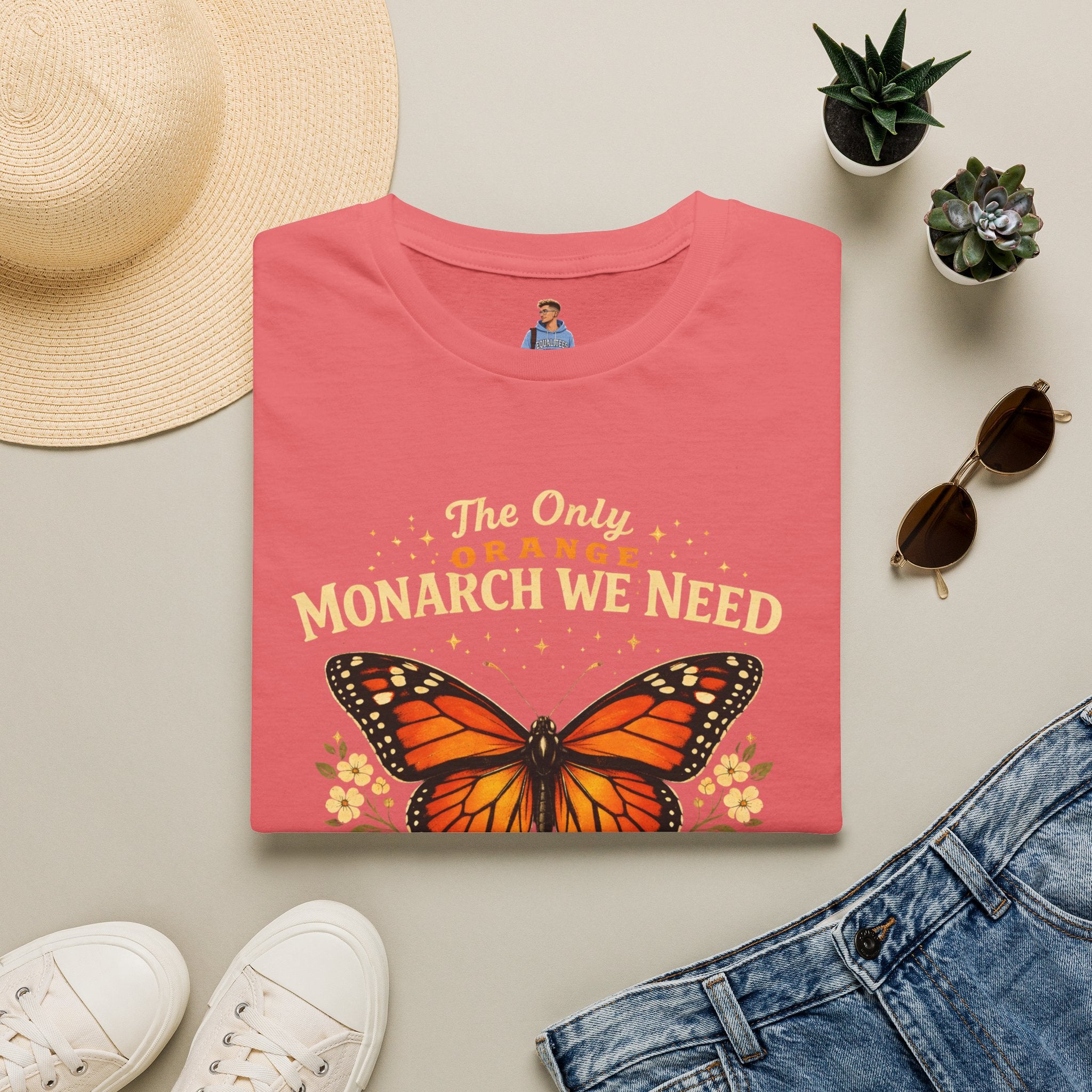 Monarch Butterfly T-Shirt — "The Only Orange Monarch We Need" No Kings Tee