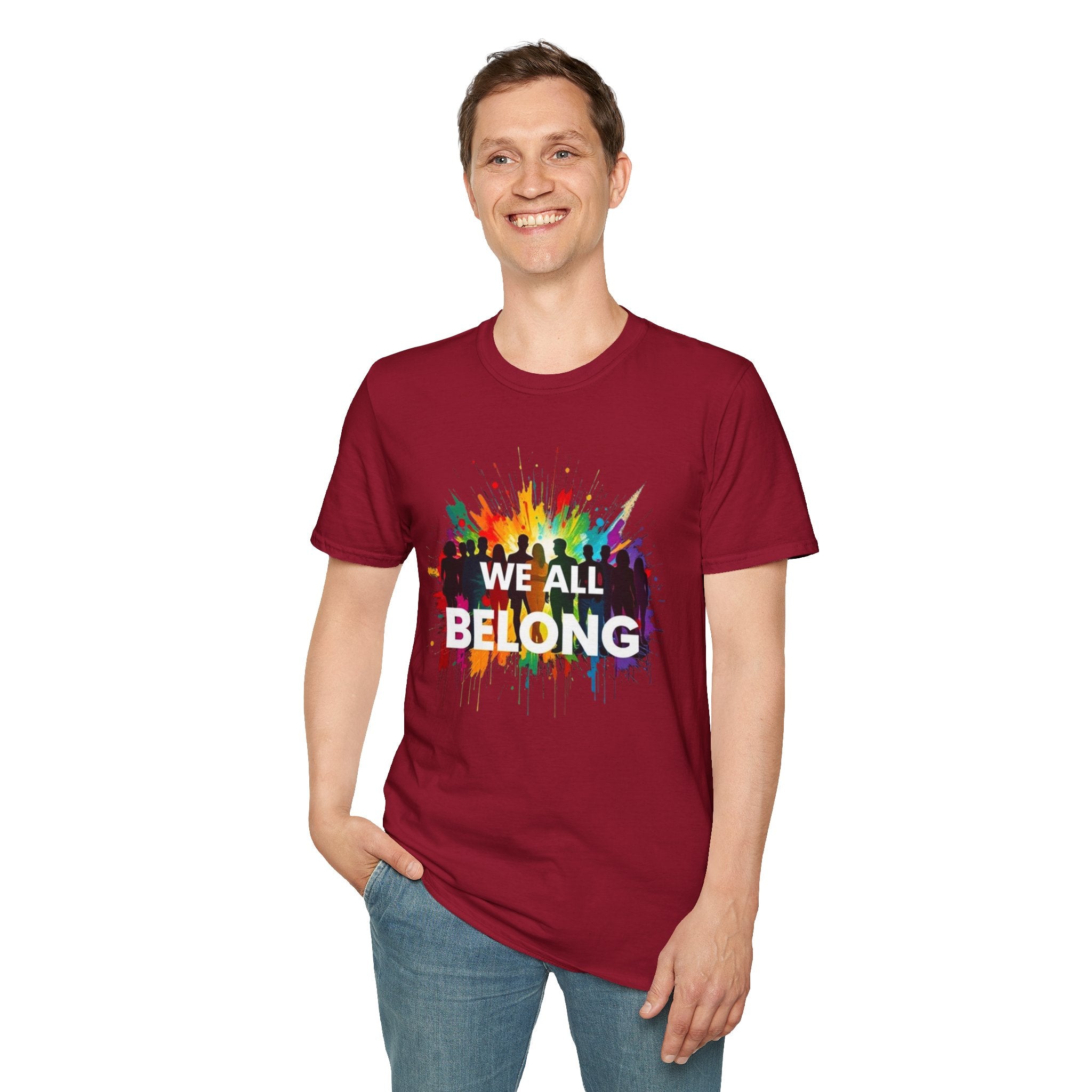 We All Belong Unisex Softstyle T-Shirt - Colorful Pride Tee
