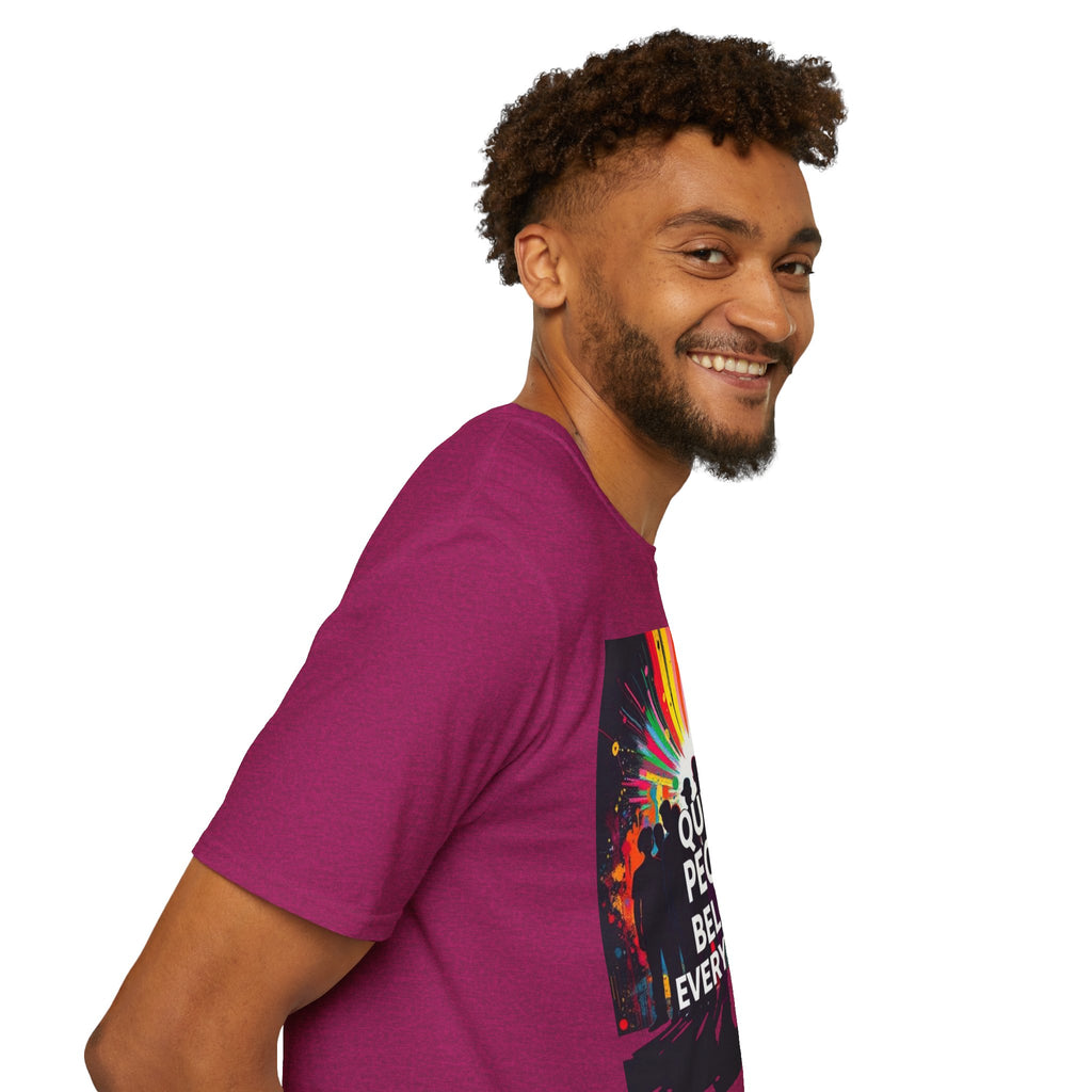Unisex Softstyle T-Shirt - 'Queer People Belong Everywhere' Pride Graphic Tee