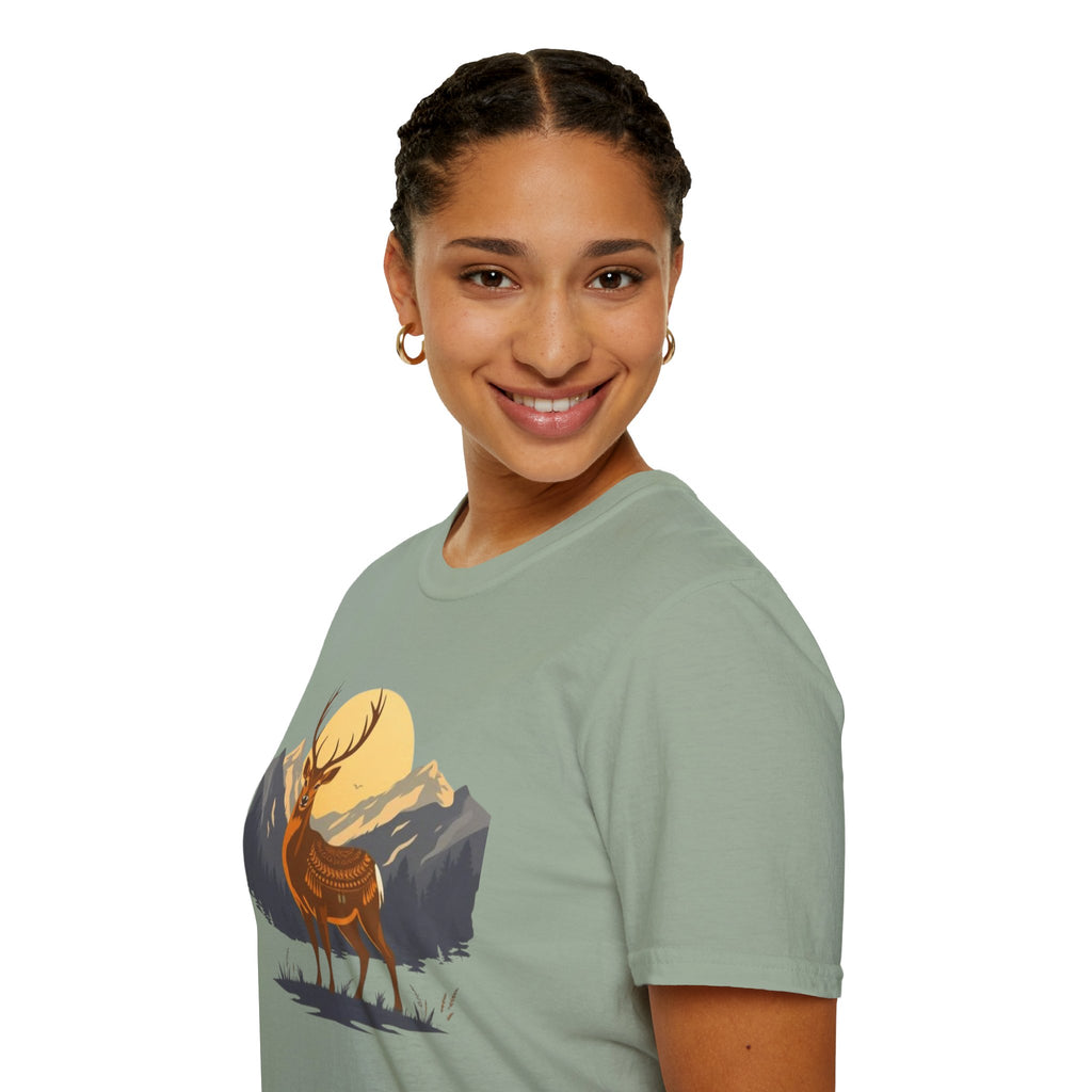 Mountain Sunset Deer Unisex Softstyle T-Shirt