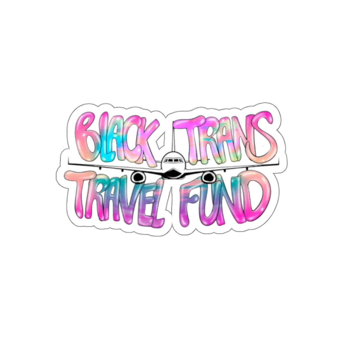 Die-Cut Sticker — "Black Trans Travel Fund" Colorful Airplane Sticker for LGBTQ+ Support & Pride