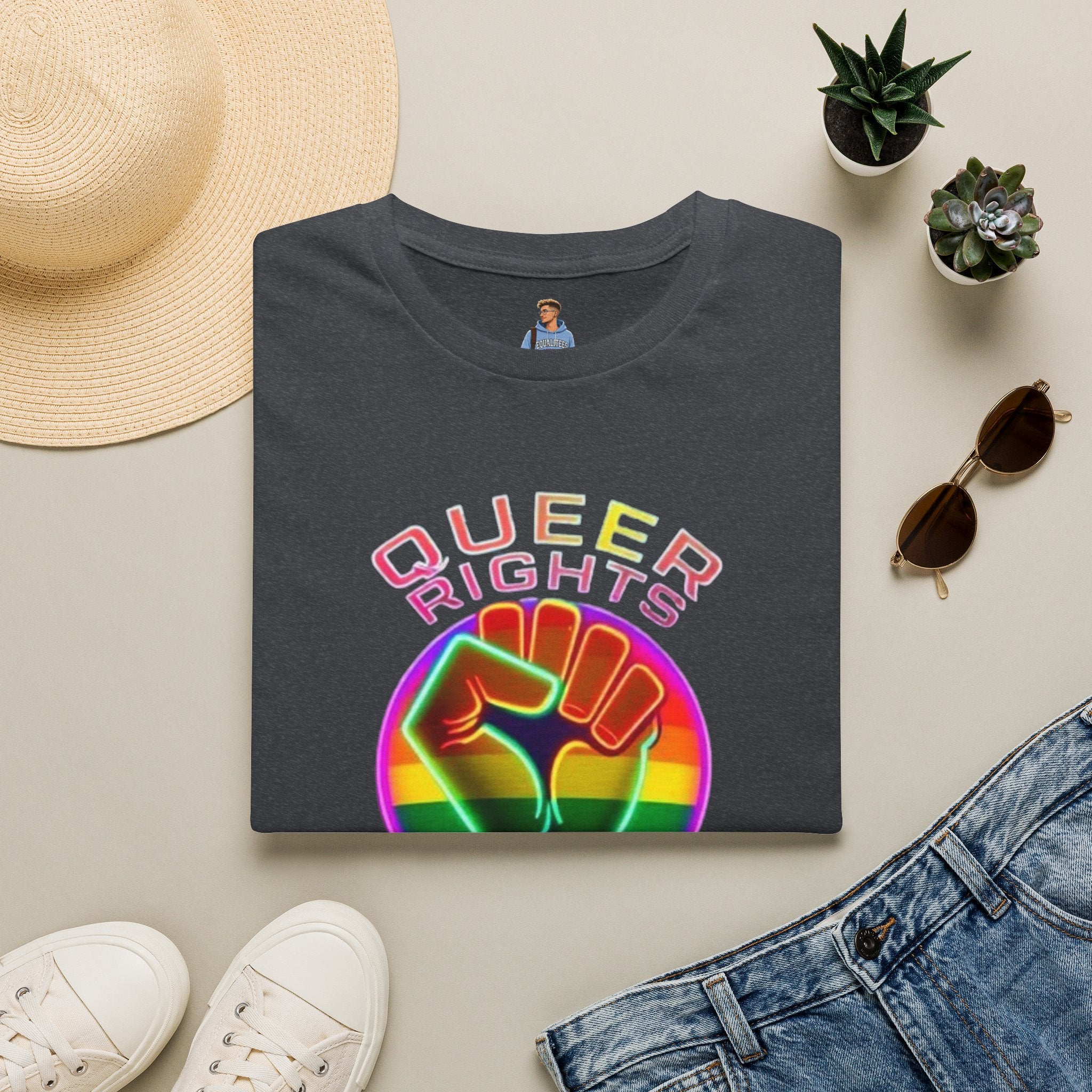 Unisex Softstyle T-Shirt - Queer Rights Are Human Rights Statement Tee