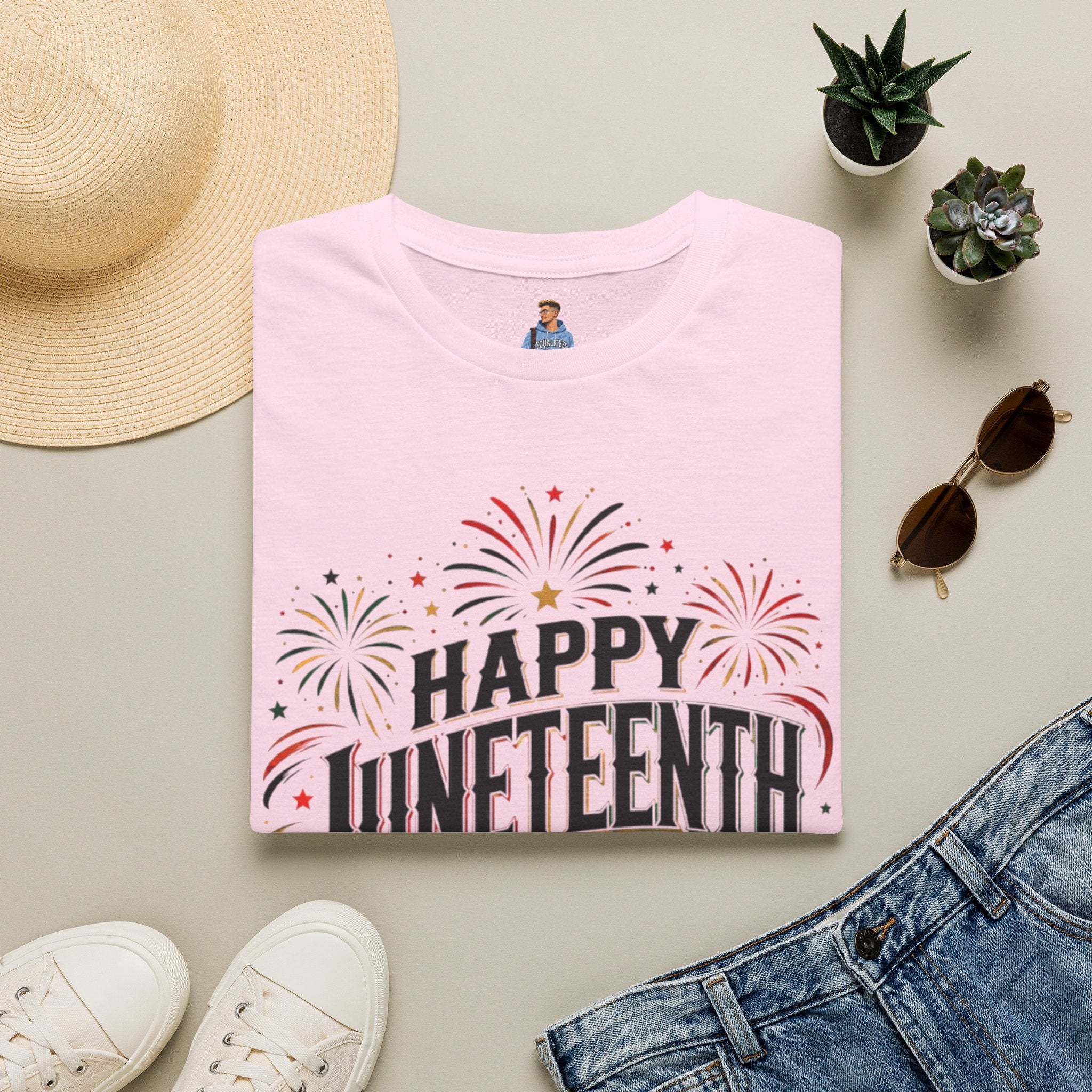 Juneteenth T-Shirt - "Happy Juneteenth" Fireworks Celebration Tee
