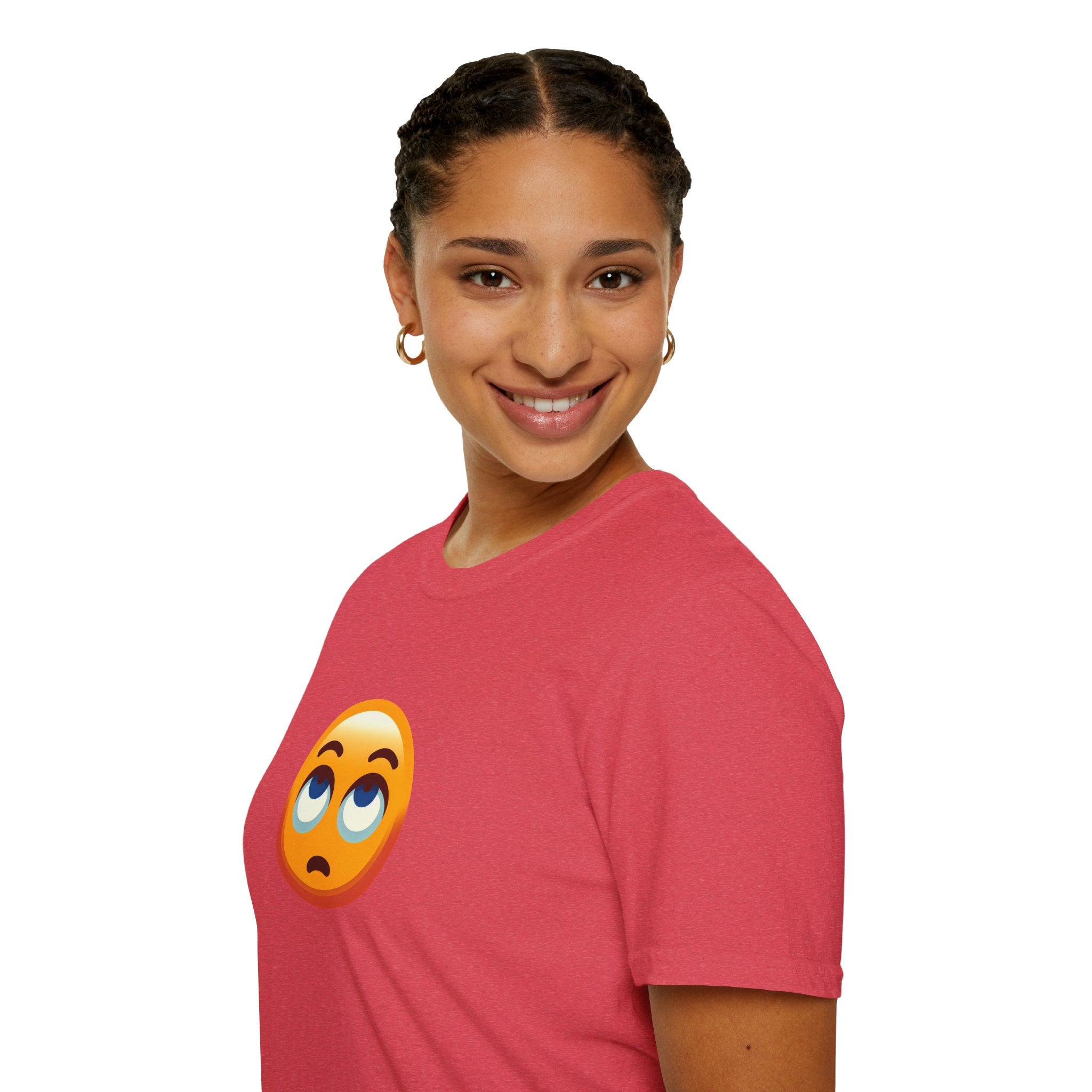 Camiseta unisex de estilo suave con emoji de ojos en blanco | Camiseta gráfica informal para el día a día