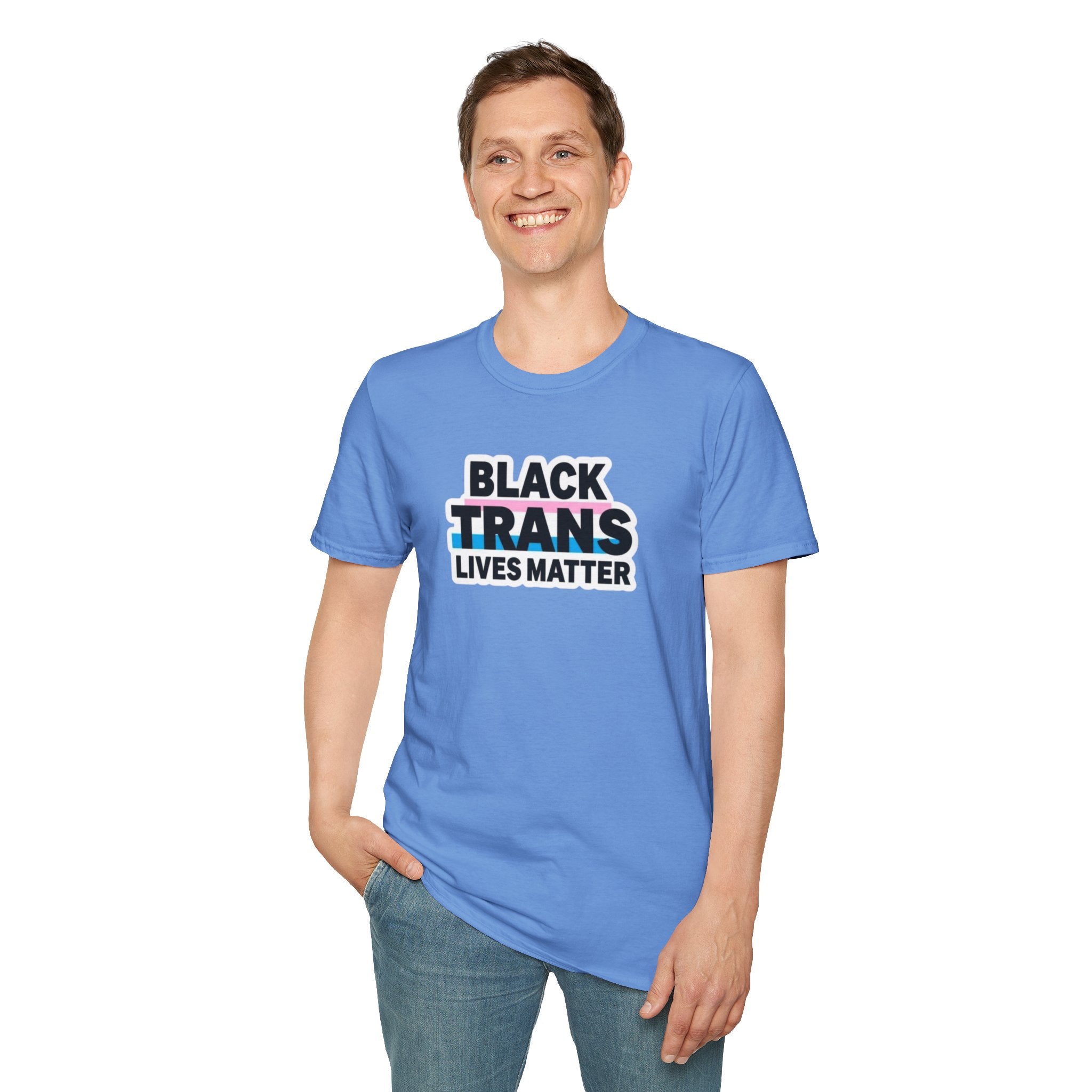 Unisex Softstyle T-Shirt - Black Trans Lives Matter Statement Tee