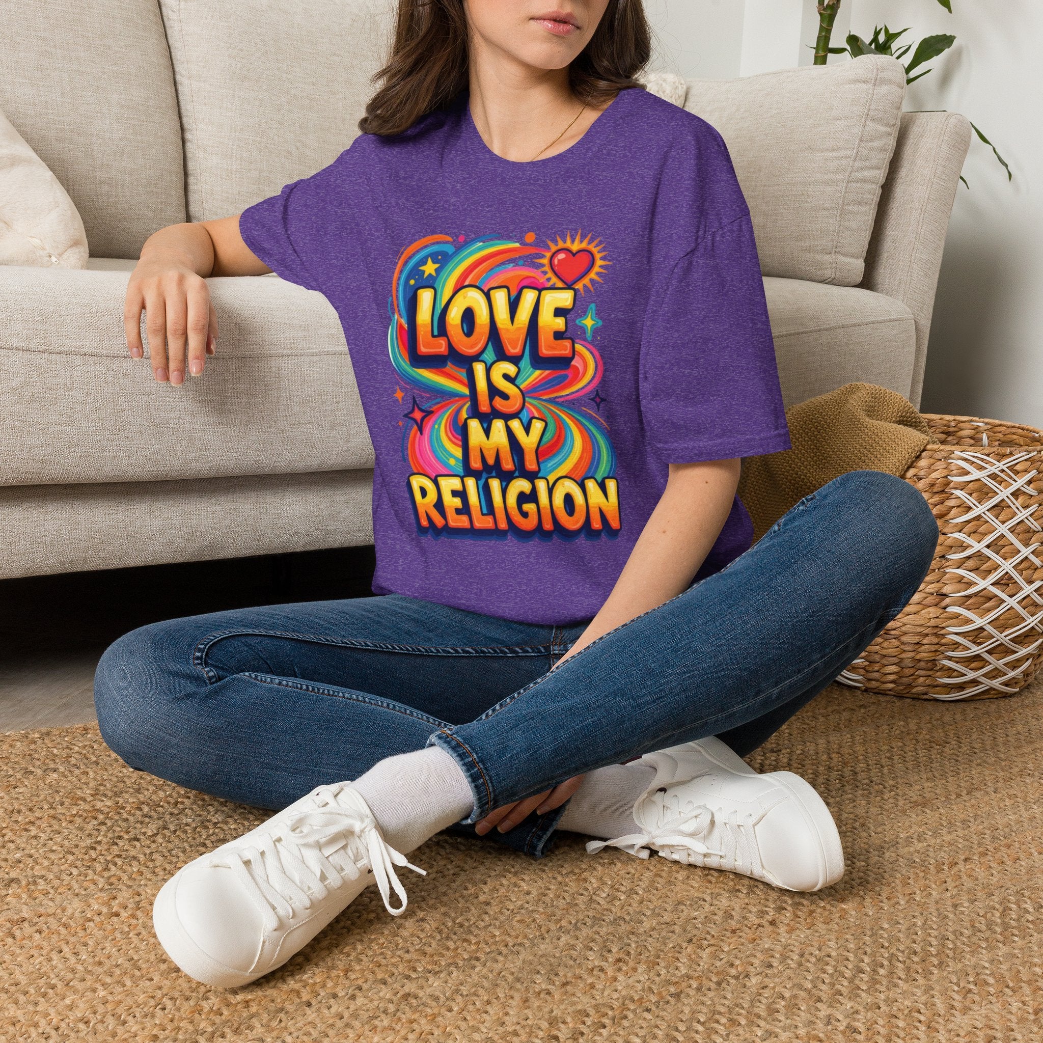Love Is My Religion Retro Rainbow Graphic T-shirt