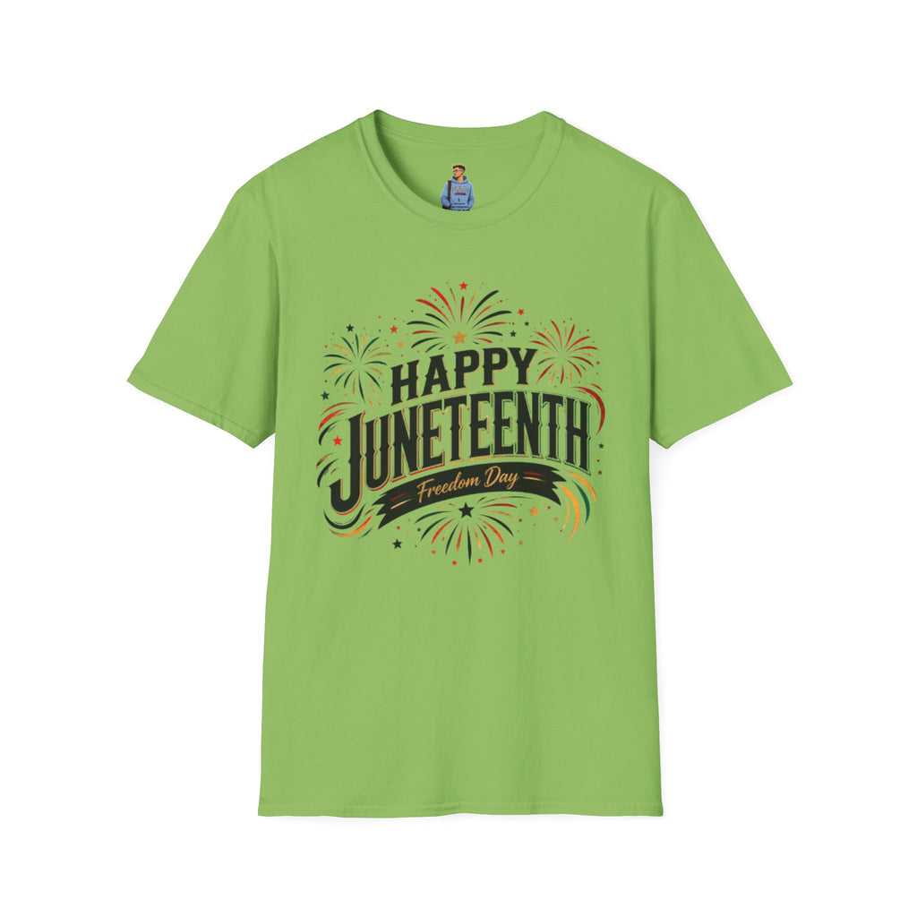 Juneteenth T-Shirt - "Happy Juneteenth" Fireworks Celebration Tee