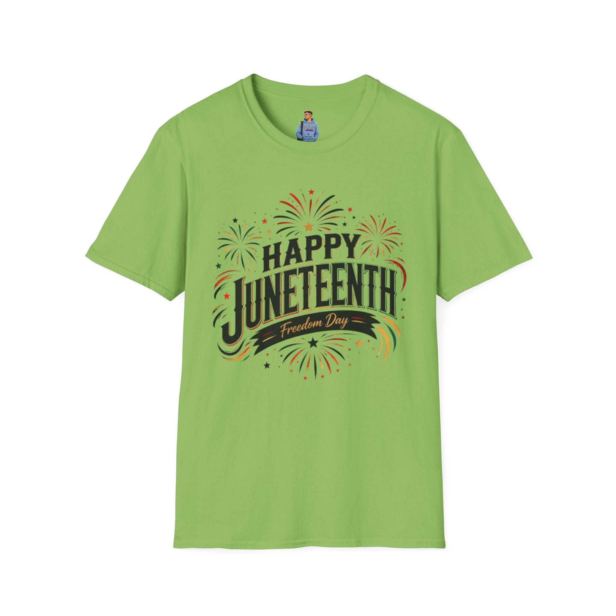 Juneteenth T-Shirt - "Happy Juneteenth" Fireworks Celebration Tee