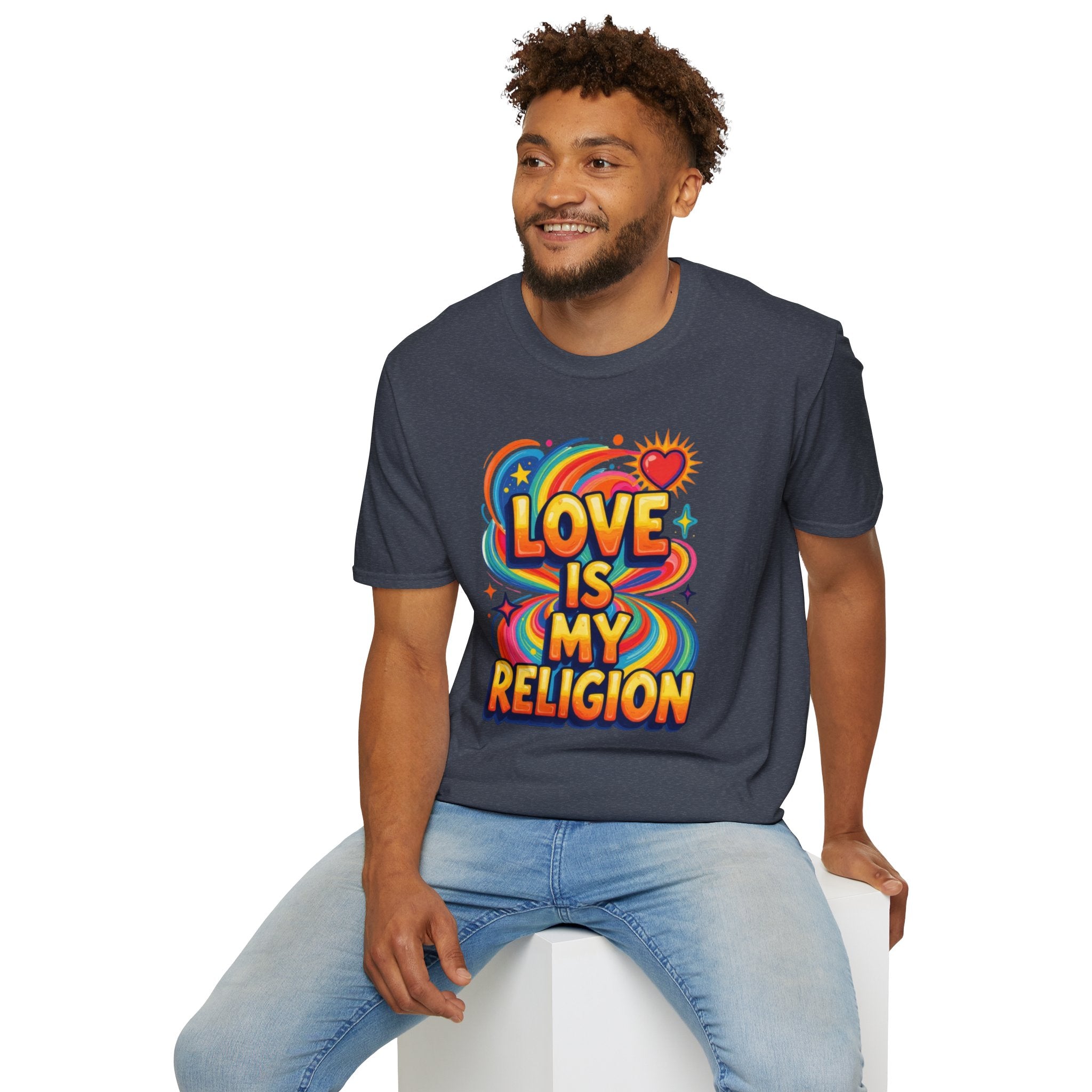 Love Is My Religion Retro Rainbow Graphic T-shirt