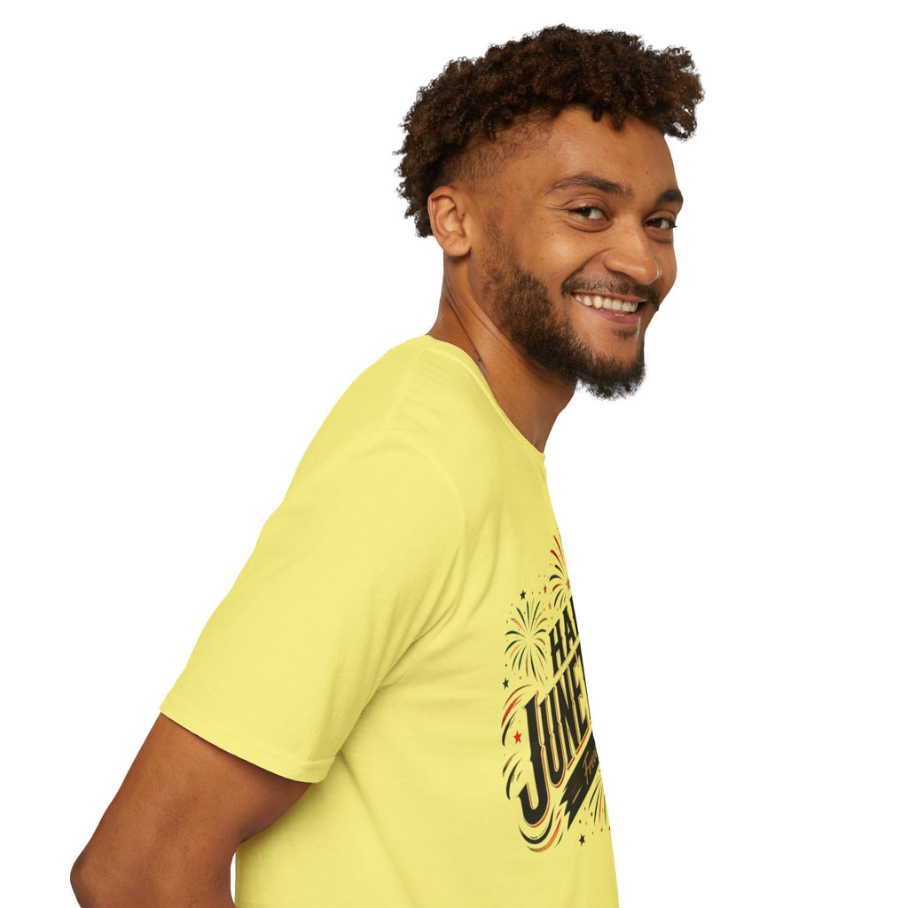 Juneteenth T-Shirt - "Happy Juneteenth" Fireworks Celebration Tee