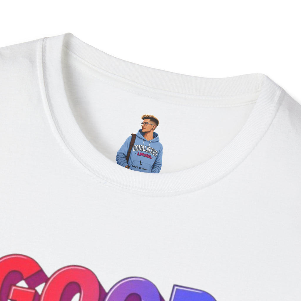 Camiseta unisex de estilo suave con mensaje positivo "Arcoíris, buena voluntad, triunfo"