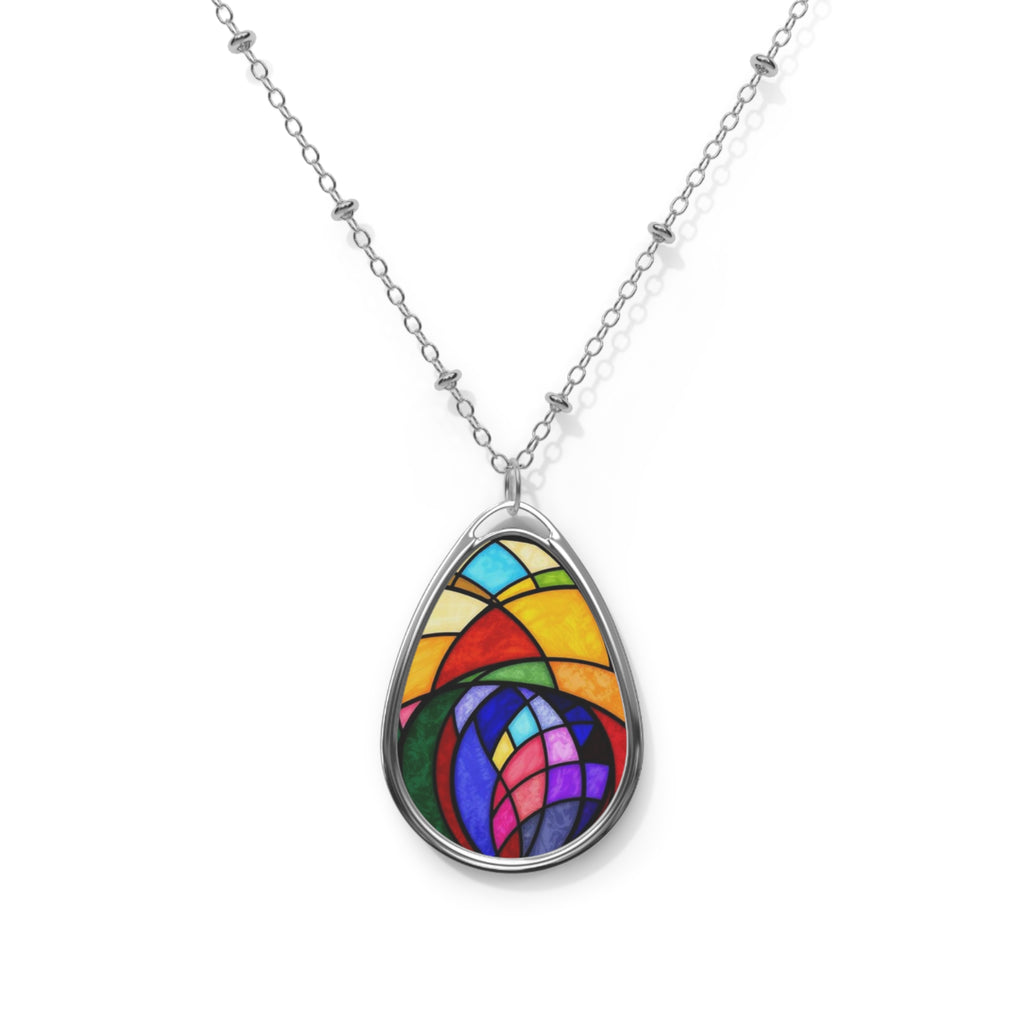 Colorful Teardrop Pendant Necklace