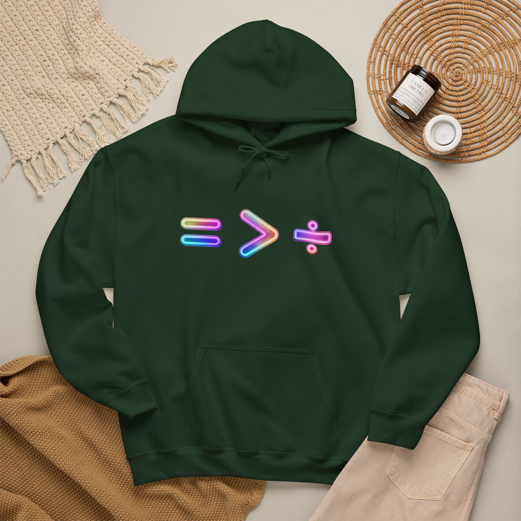 Equality is Greater than Division Neon Style Pullover Hoodie