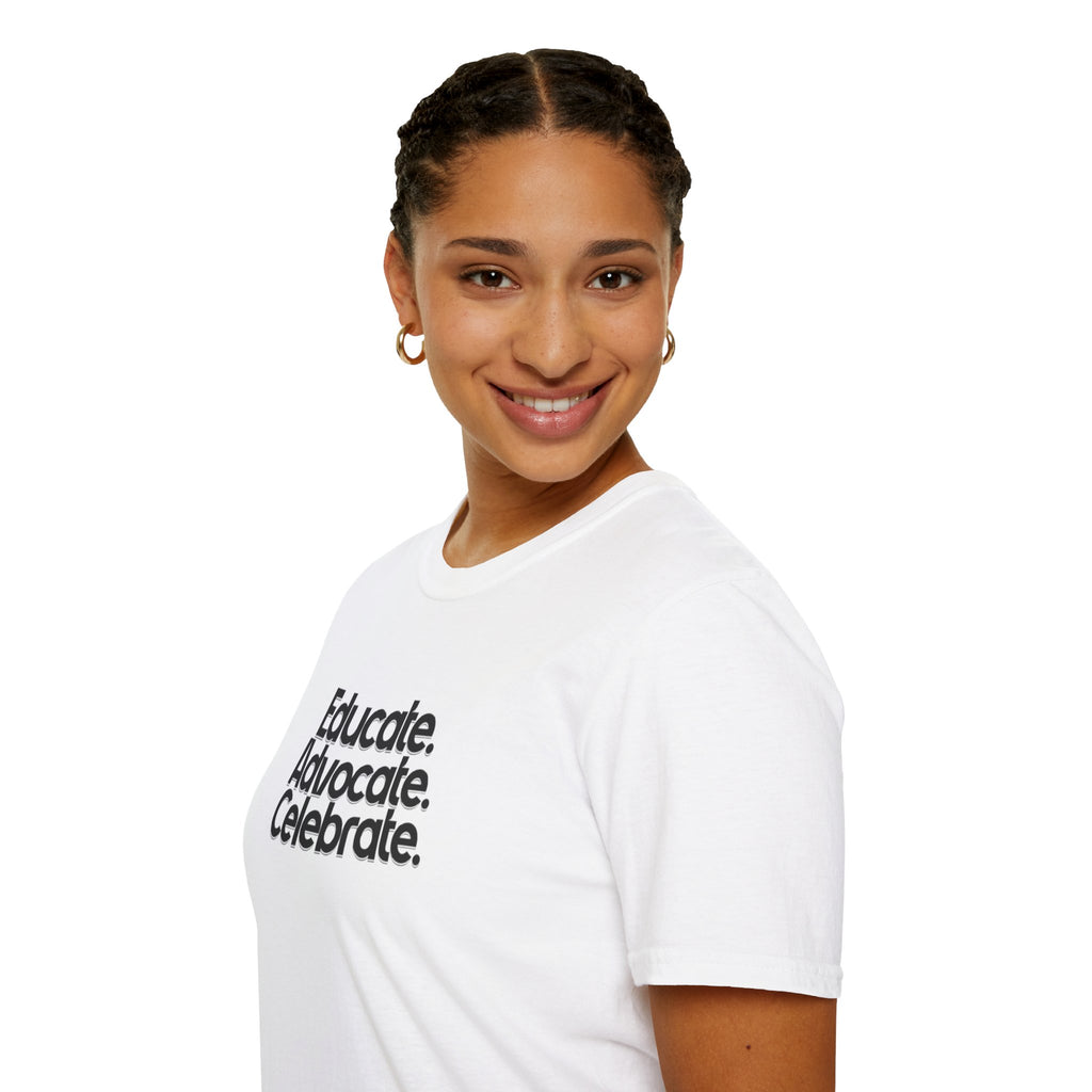 Teacher Advocate T-Shirt - Subtle Pride Educate Advocate Celebrate Design