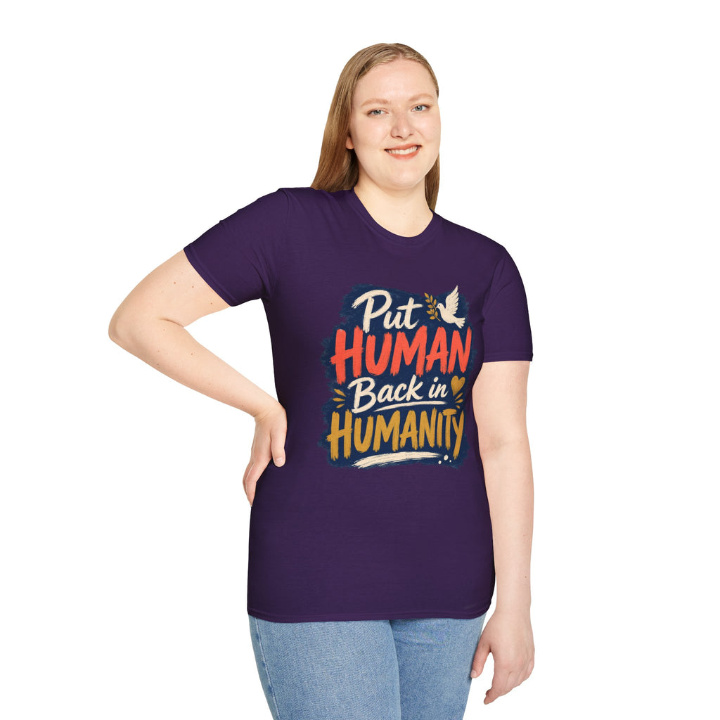 Put Human Back in Humanity T-Shirt — Inspirational Peace Dove Tee