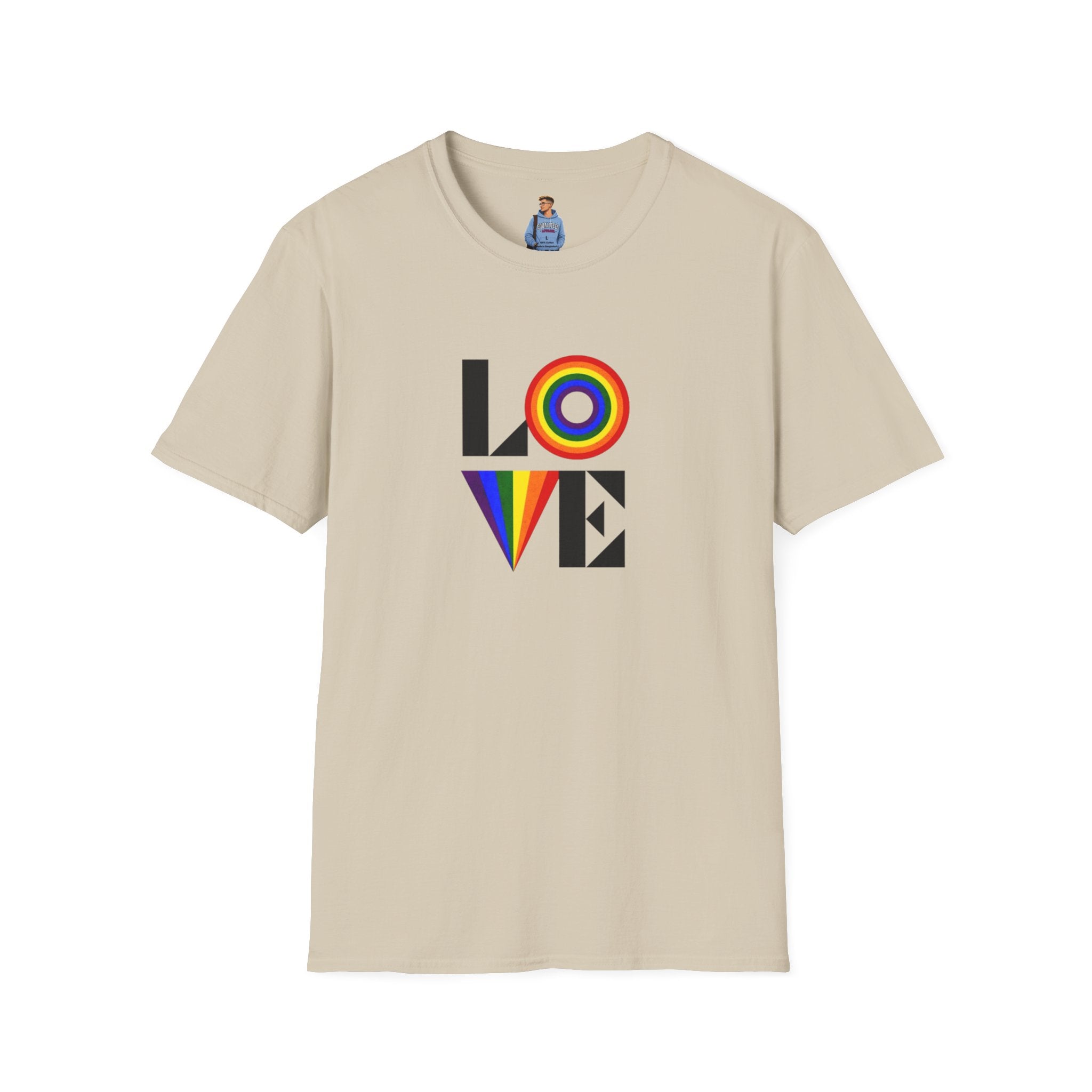 Camiseta unisex suave con diseño vibrante LOVE para Pride