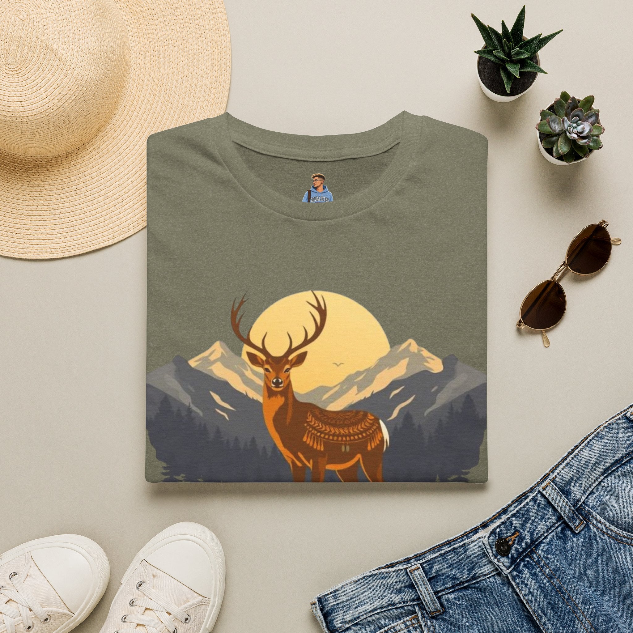 Mountain Sunset Deer Unisex Softstyle T-Shirt
