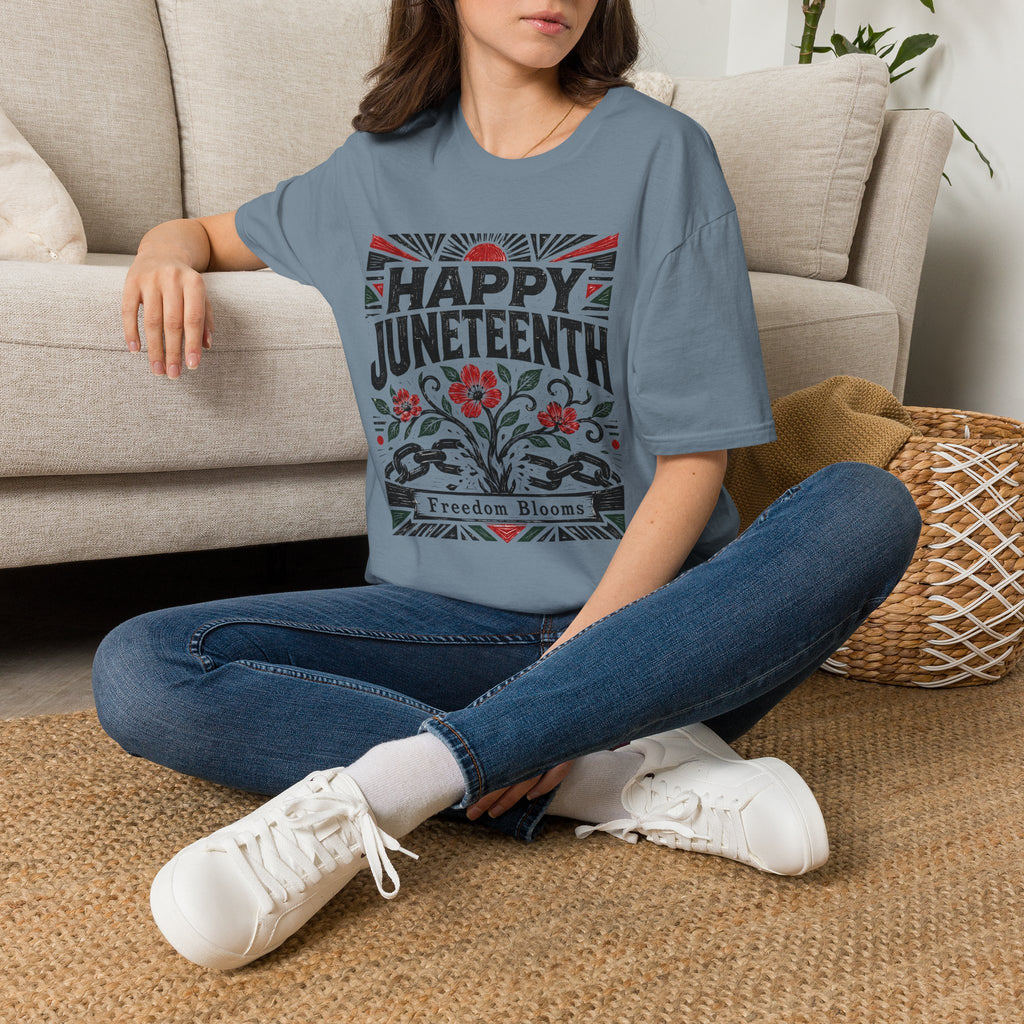 Juneteenth T-Shirt — "Happy Juneteenth" Floral Freedom Tee