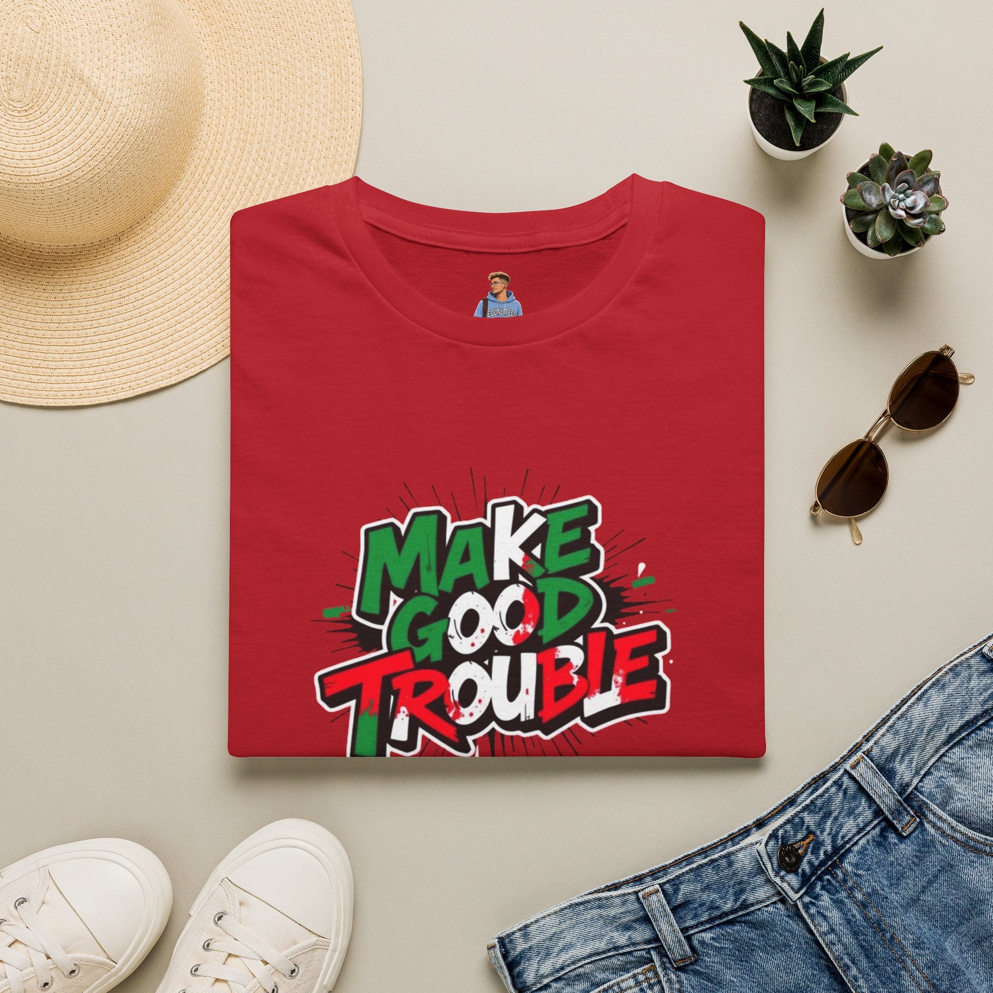 Camiseta unisex de estilo suave Make Good Trouble | Divertida camiseta gráfica para activistas y creadores de tendencias
