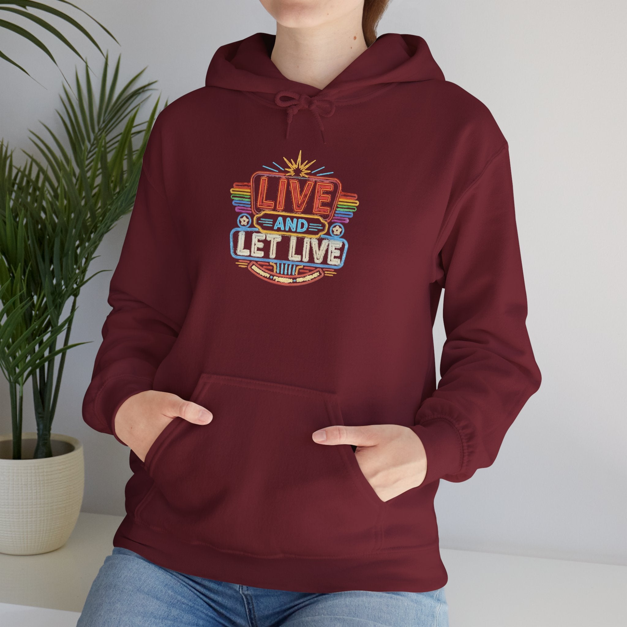 Live And Let Live Hoodie — Retro Peace Graphic Pullover