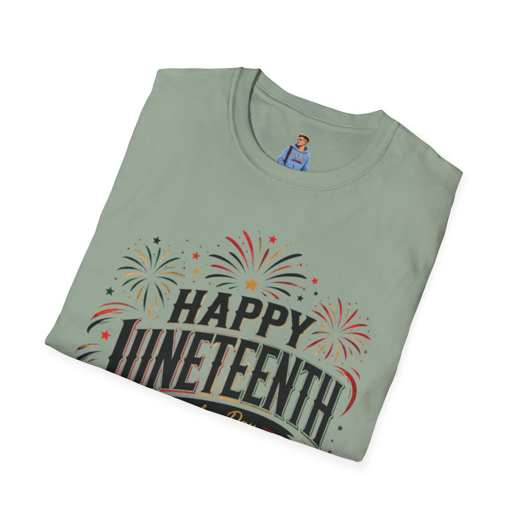 Juneteenth T-Shirt - "Happy Juneteenth" Fireworks Celebration Tee