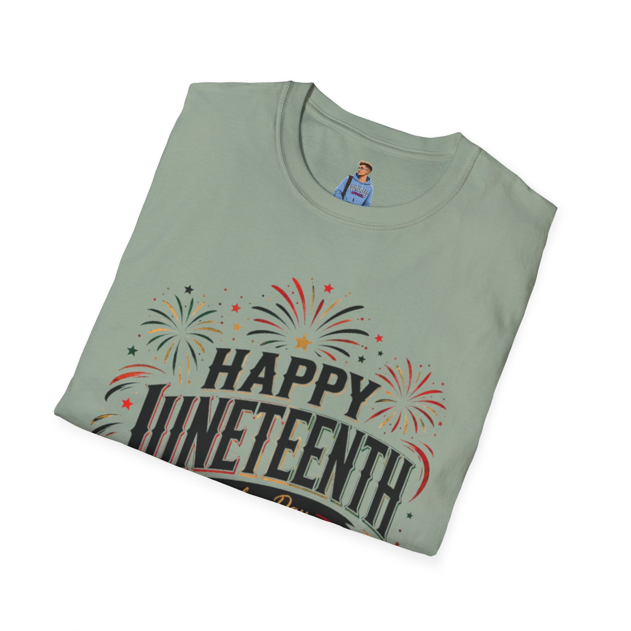 Juneteenth T-Shirt - "Happy Juneteenth" Fireworks Celebration Tee