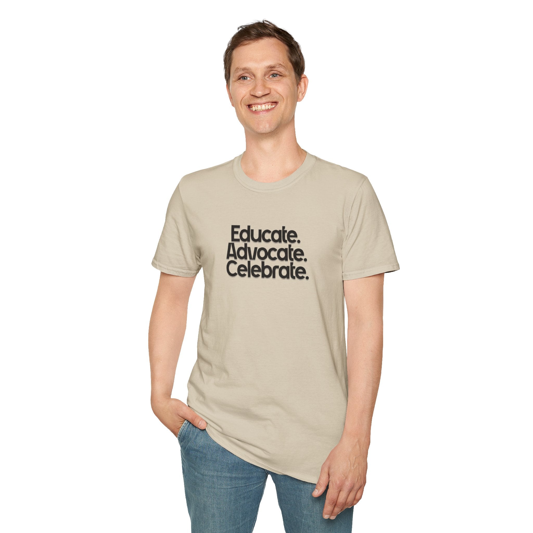 Teacher Advocate T-Shirt - Subtle Pride Educate Advocate Celebrate Design