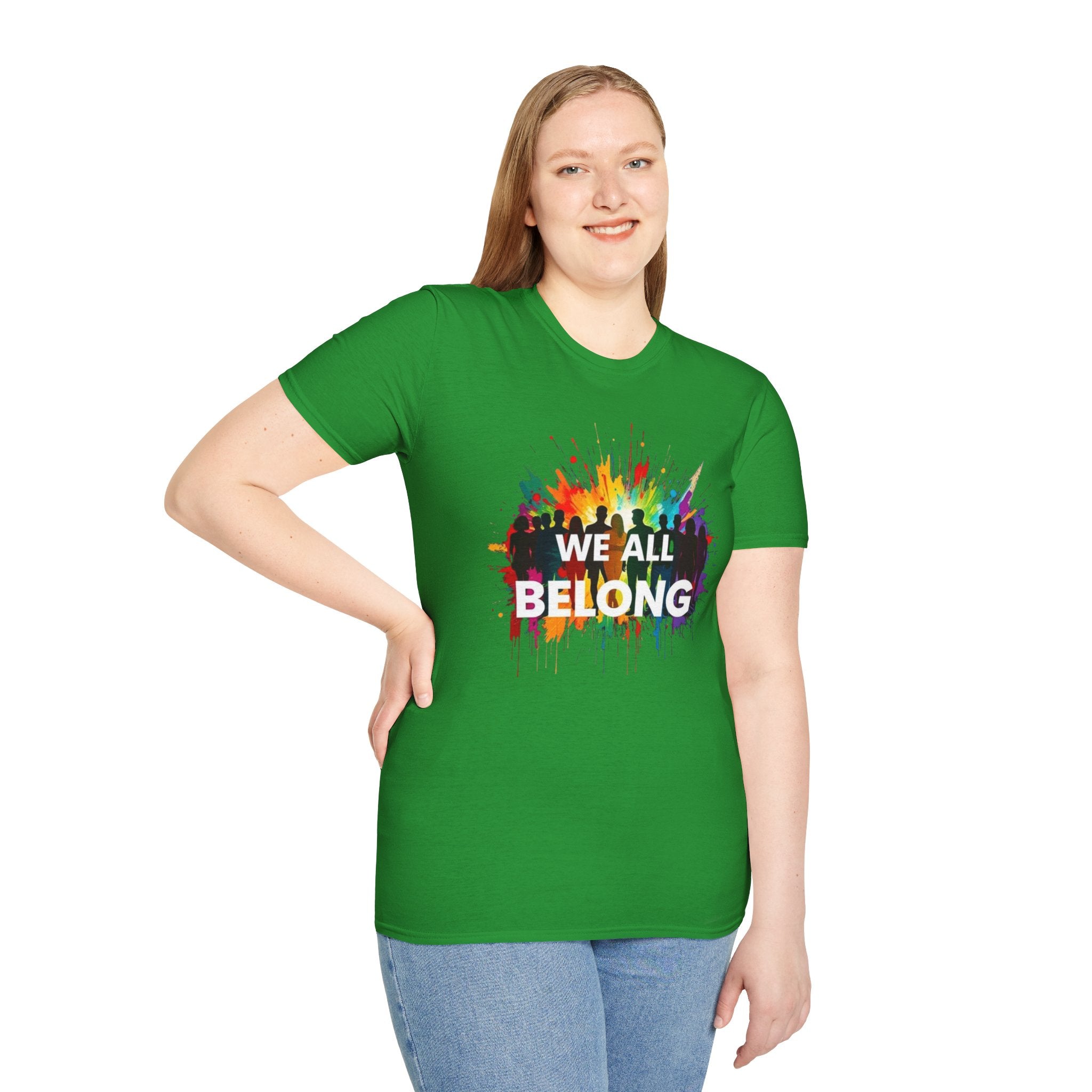 We All Belong Unisex Softstyle T-Shirt - Colorful Pride Tee