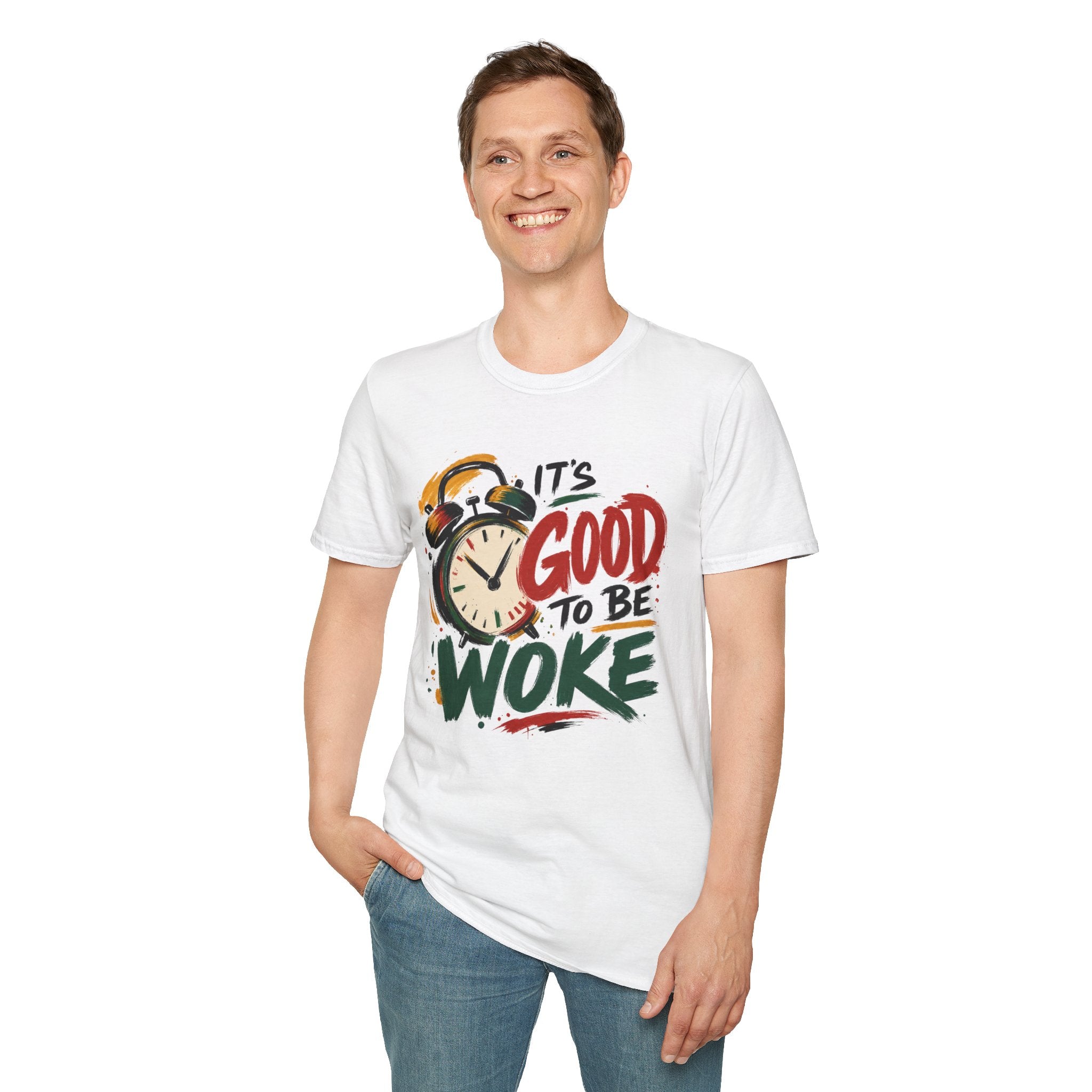 T-Shirt — "It's Good To Be Woke" Graphic Tee (Alarm Clock Design)