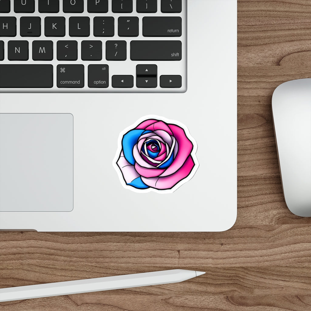 Die-Cut Stickers - Rose - Trans Colors Outlined - EqualiTees.Me