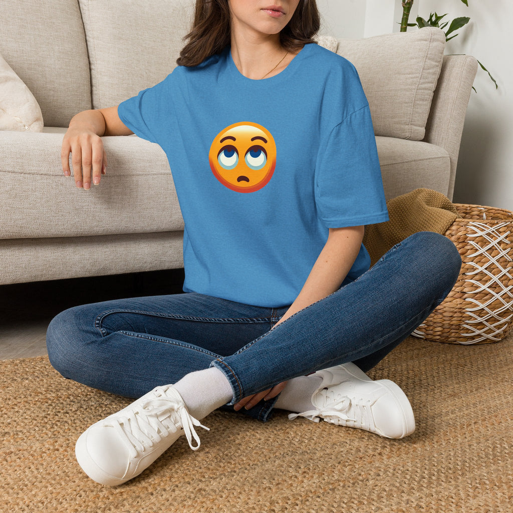 Camiseta unisex de estilo suave con emoji de ojos en blanco | Camiseta gráfica informal para el día a día