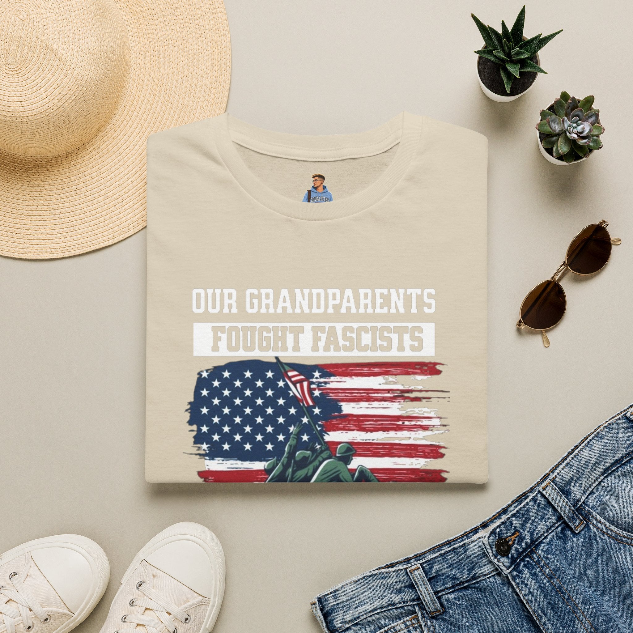 Unisex Softstyle T-Shirt: 'Our Grandparents Fought Fascists' Patriotic Tee