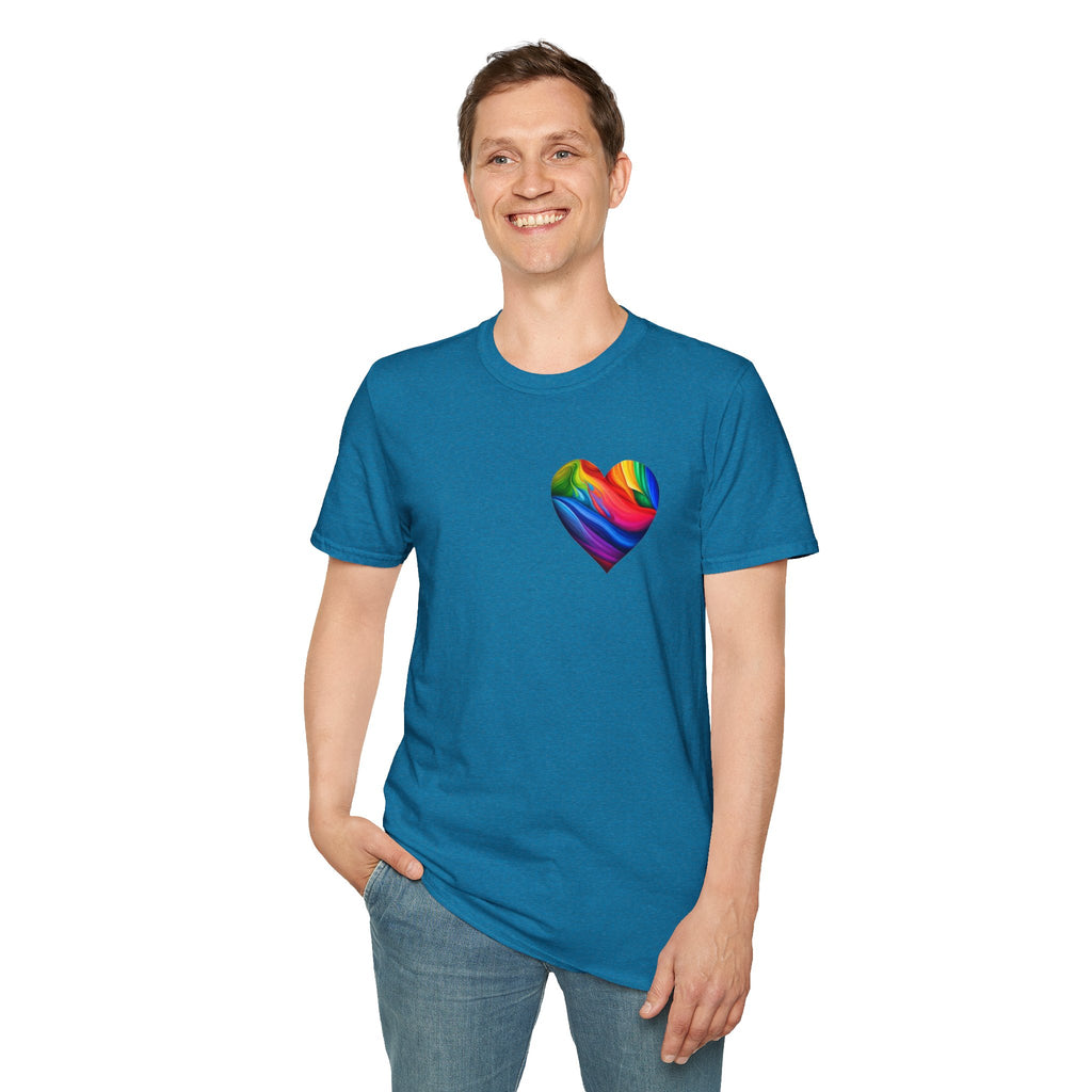 Camiseta unisex Softstyle - Diseño de corazón de orgullo con la frase 'La existencia es resistencia'