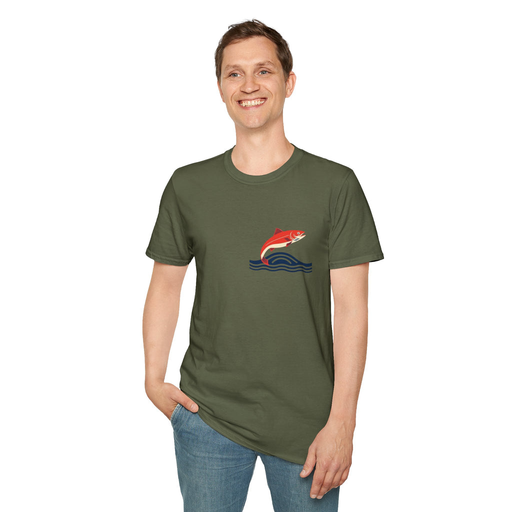 Jumping Salmon Native Pride Softstyle Unisex T-shirt